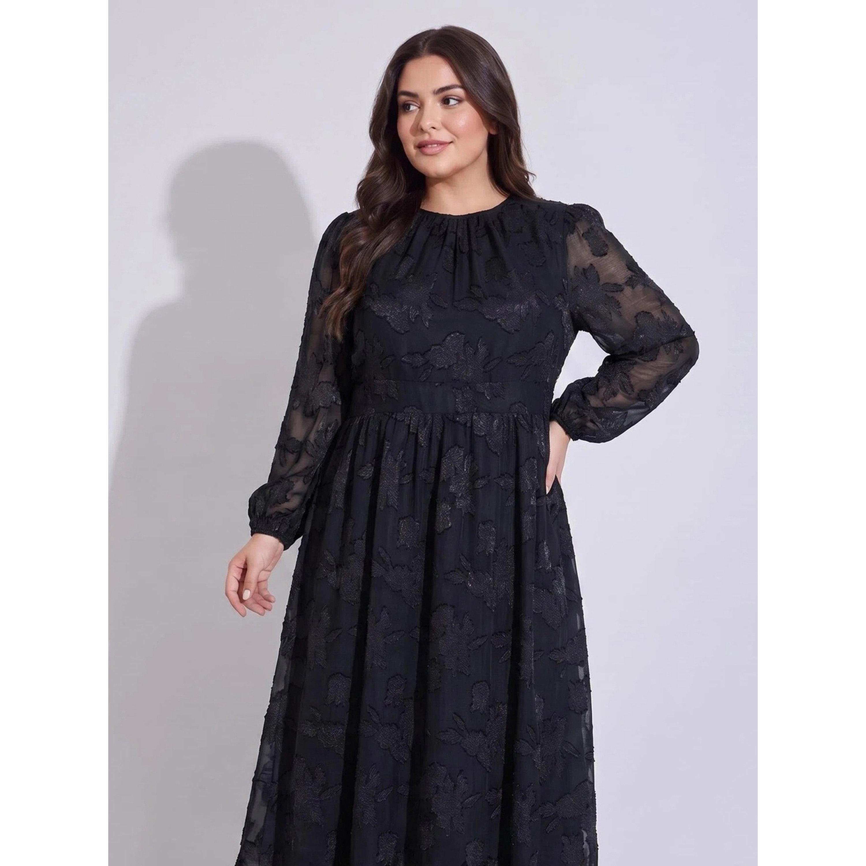 Styli MAXI LENGTH PRINTED SATIN JACQUARD A-LINE DRESS-women-clothing-dresses-image-2