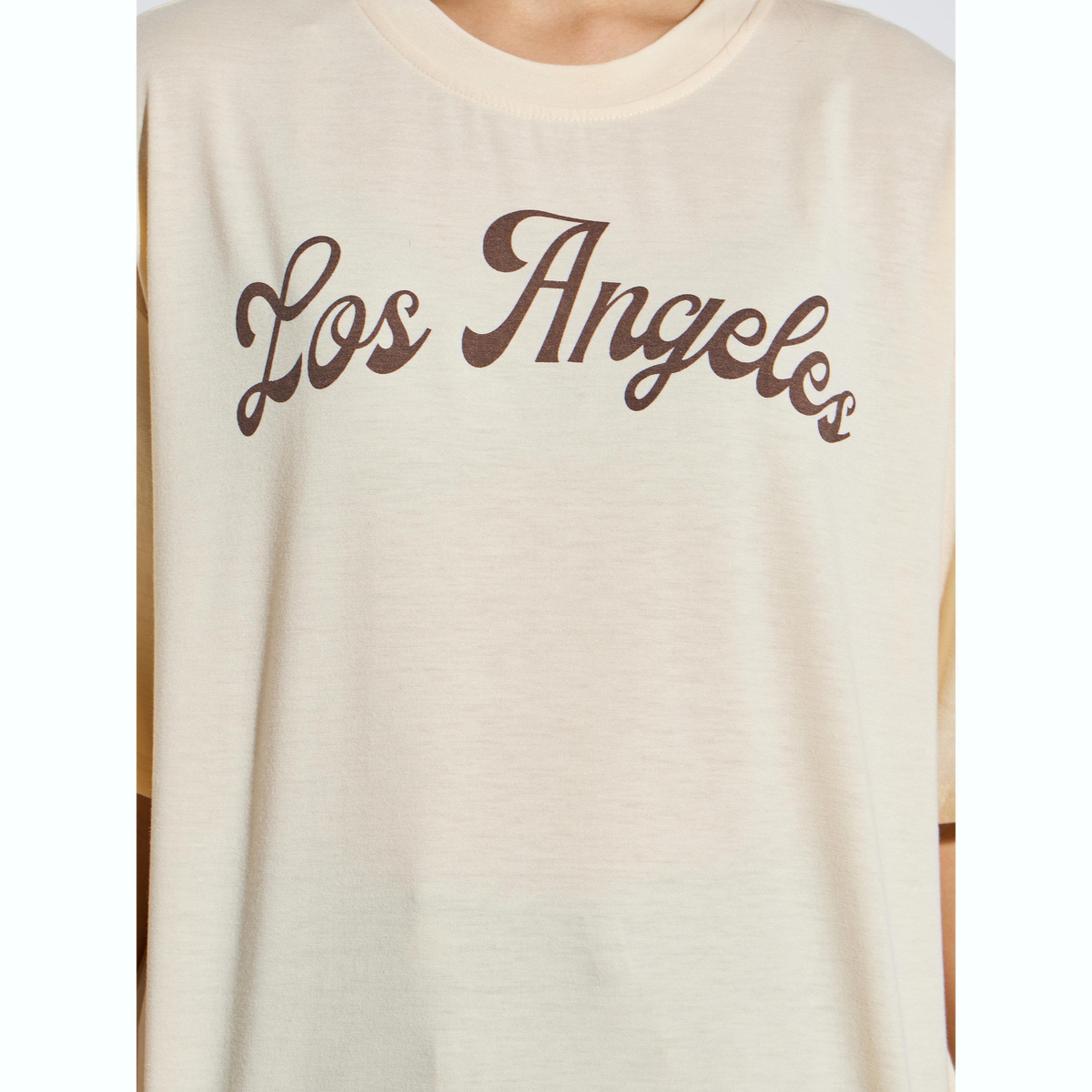 Styli Beige Los Angeles Slogan Oversized T-Shirt-women-clothing-tshirts-image-4