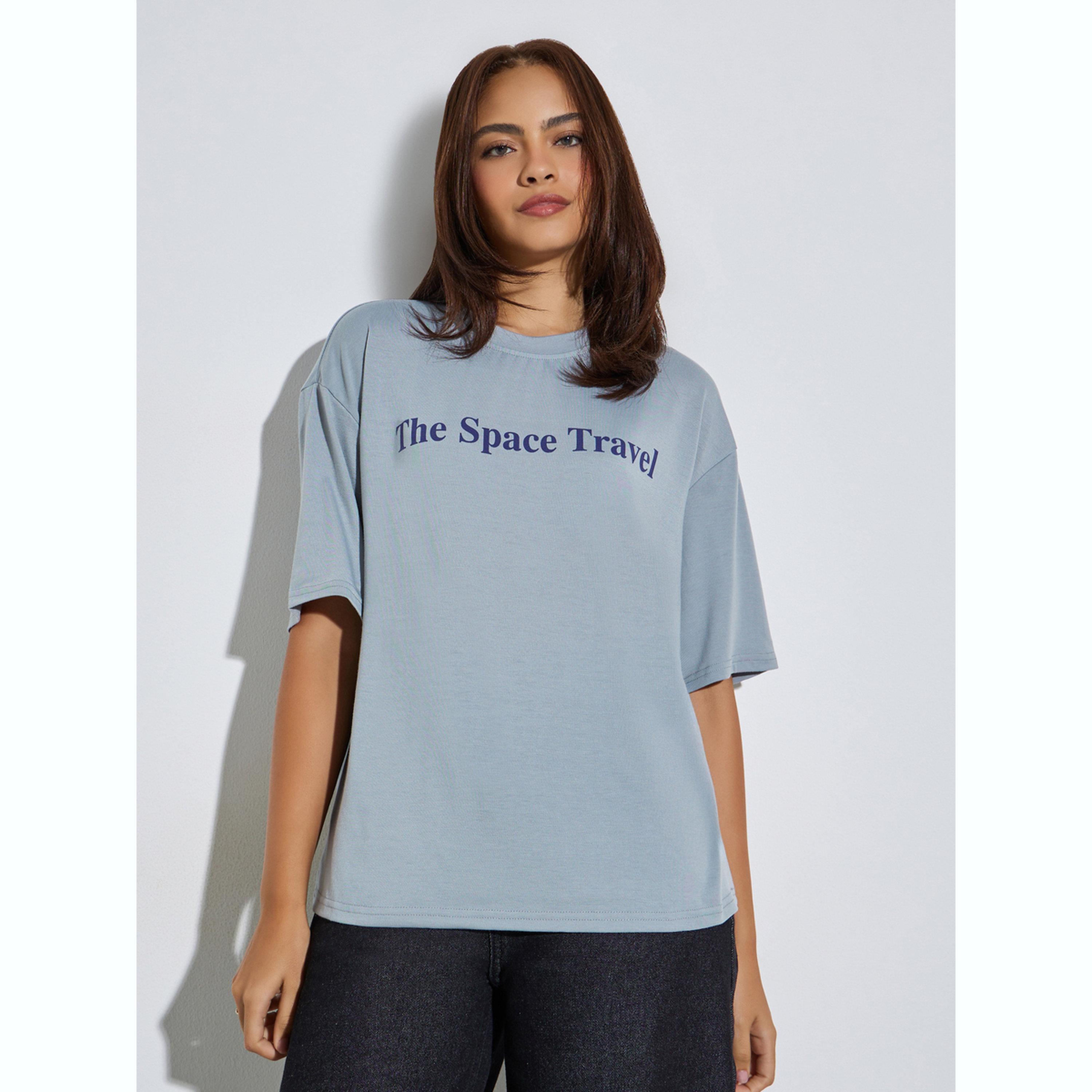 Styli Grey Slogan Oversized T-Shirt-women-clothing-tshirts-image-1