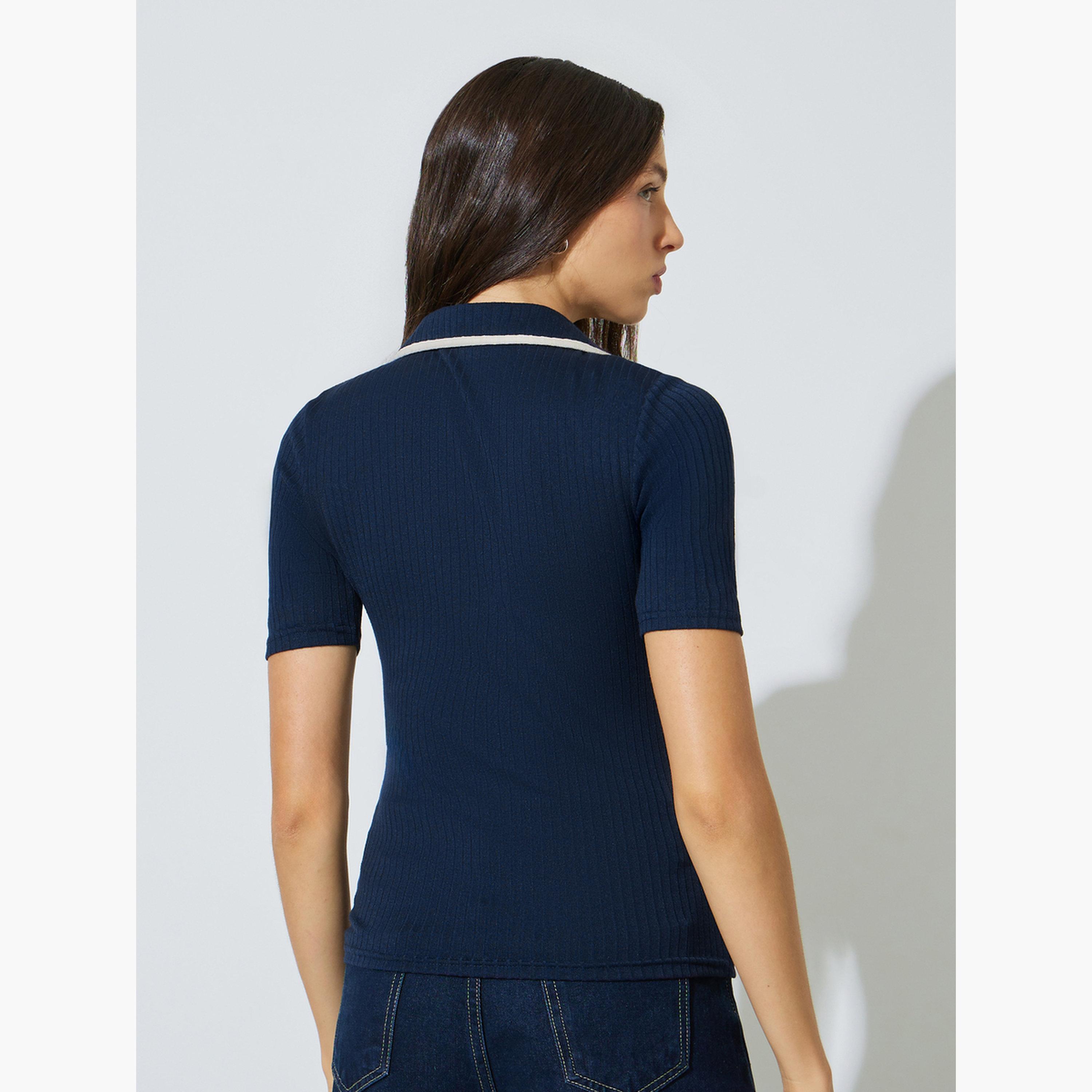 بلوزة محبوكة ضيقة بأكمام قصيرة-women-clothing-tshirts-image-4