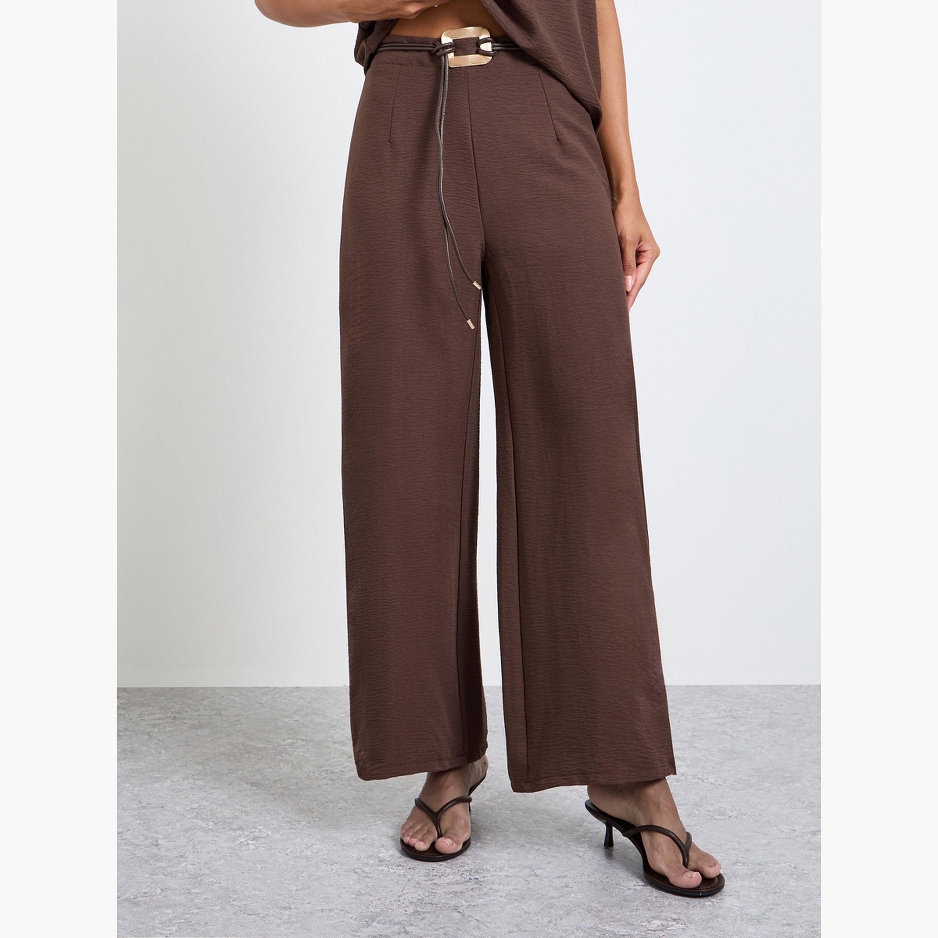 Take Two Brown Open Collar Top and Pants Co-Ords Set-women-clothing-coordsets-image-6