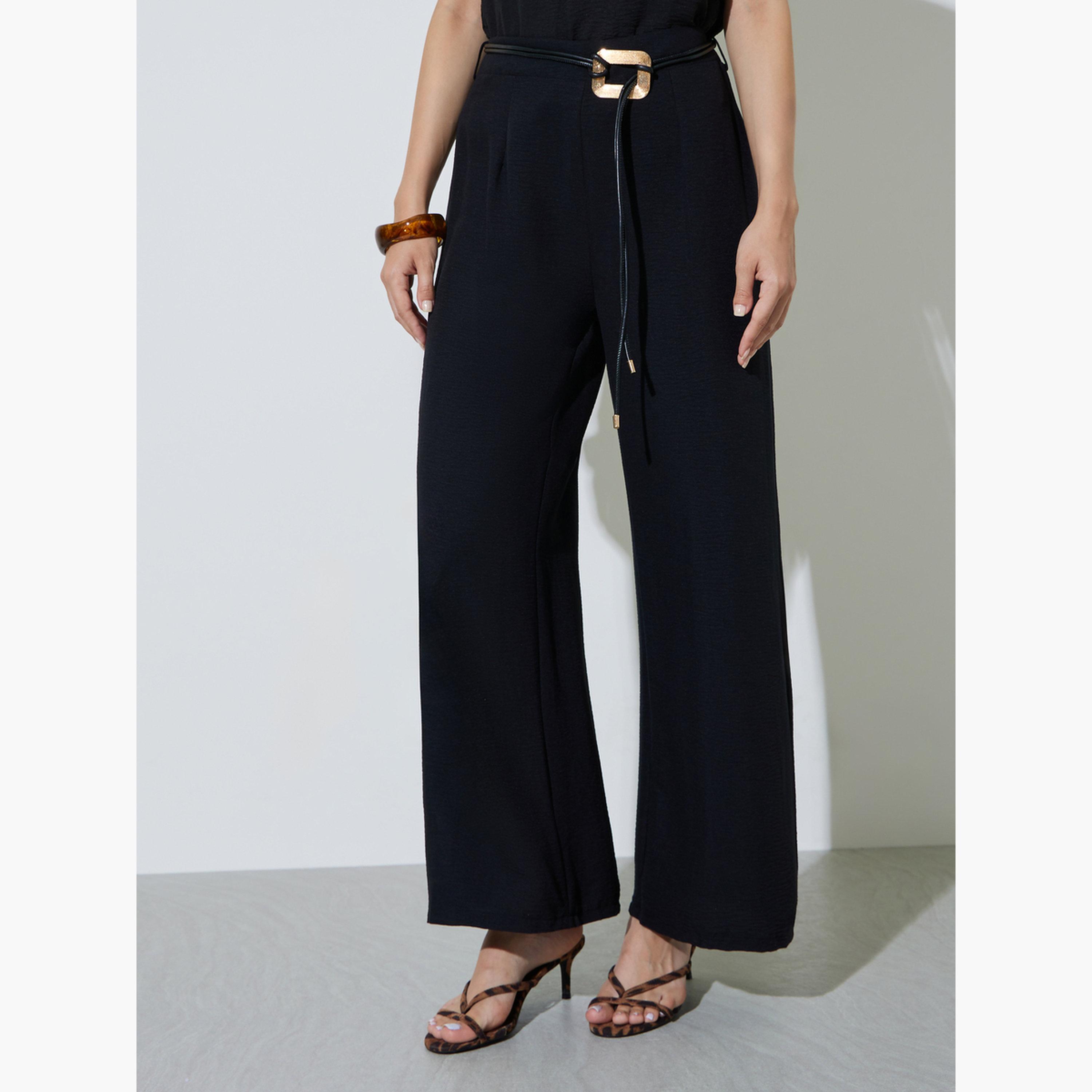 Take Two Black Open Collar Top and Pants Co-Ords Set-women-clothing-coordsets-image-4
