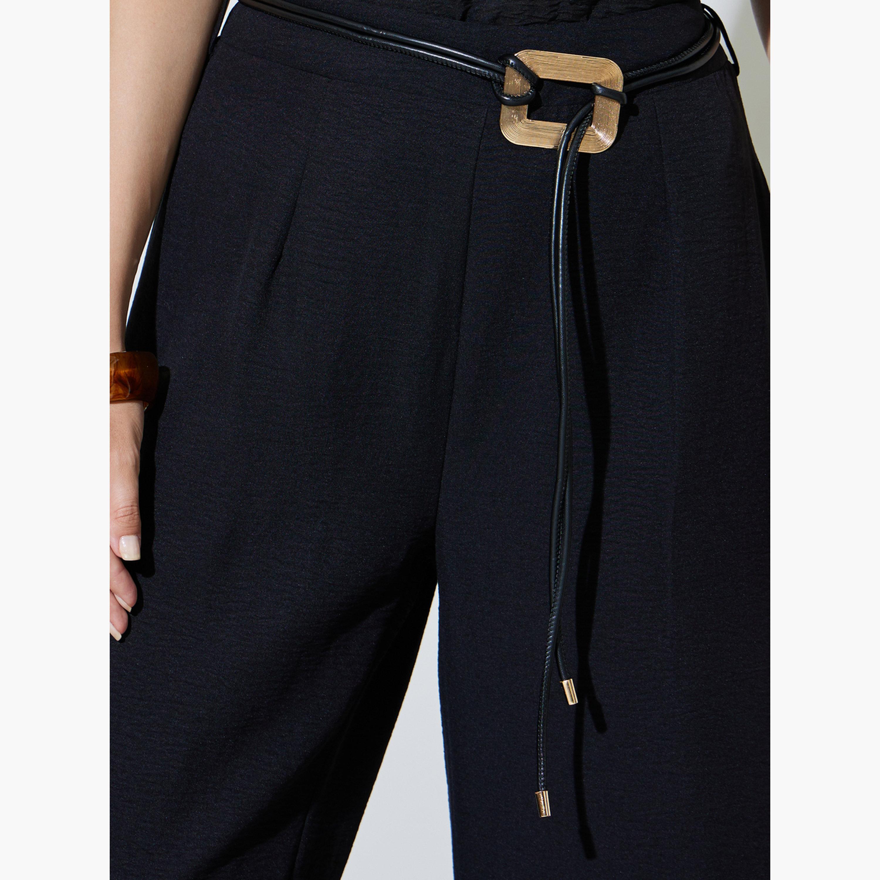 Take Two Black Open Collar Top and Pants Co-Ords Set-women-clothing-coordsets-image-5