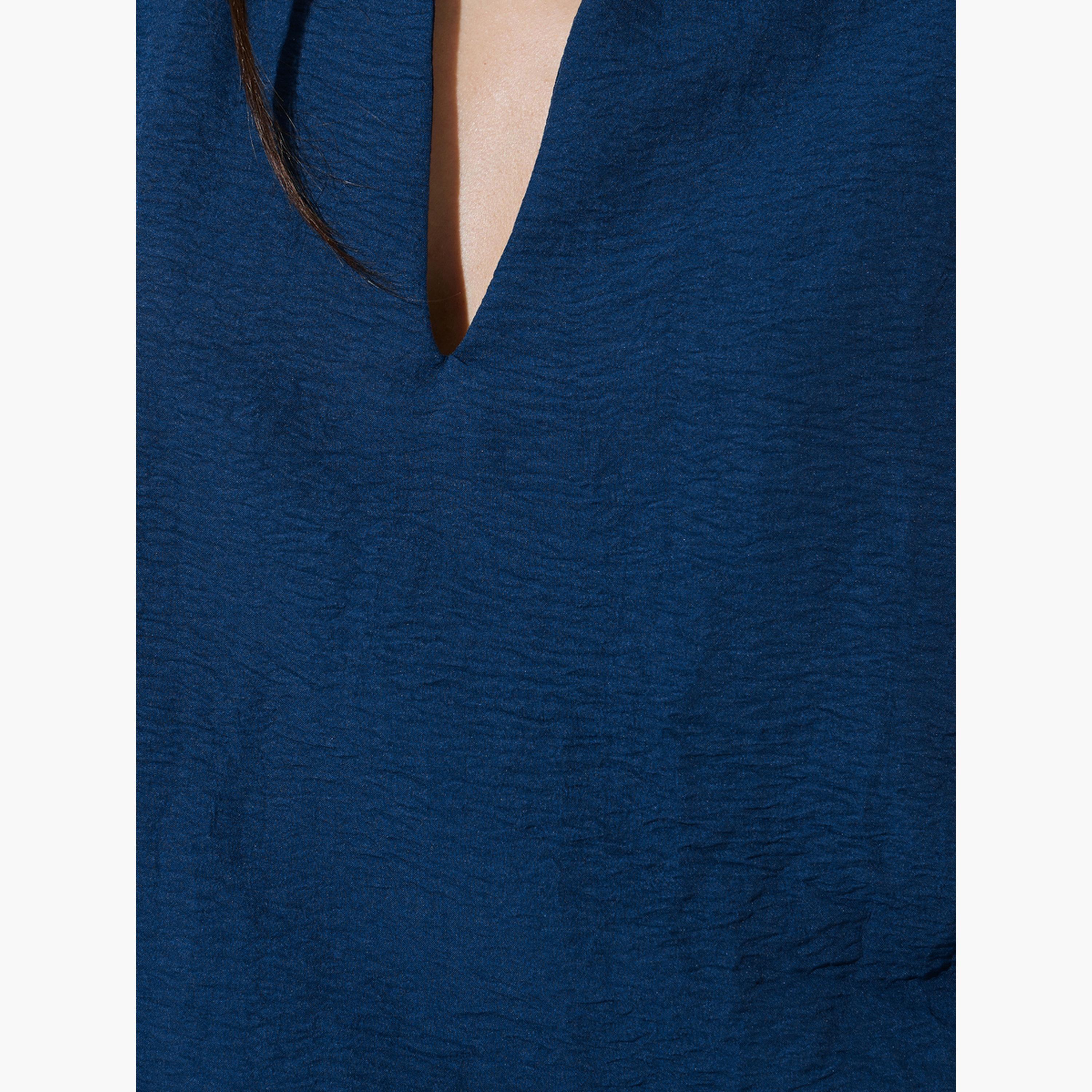 طقم منسق من بنطال وبلوزة بياقة مفتوحة-women-clothing-coordsets-image-4