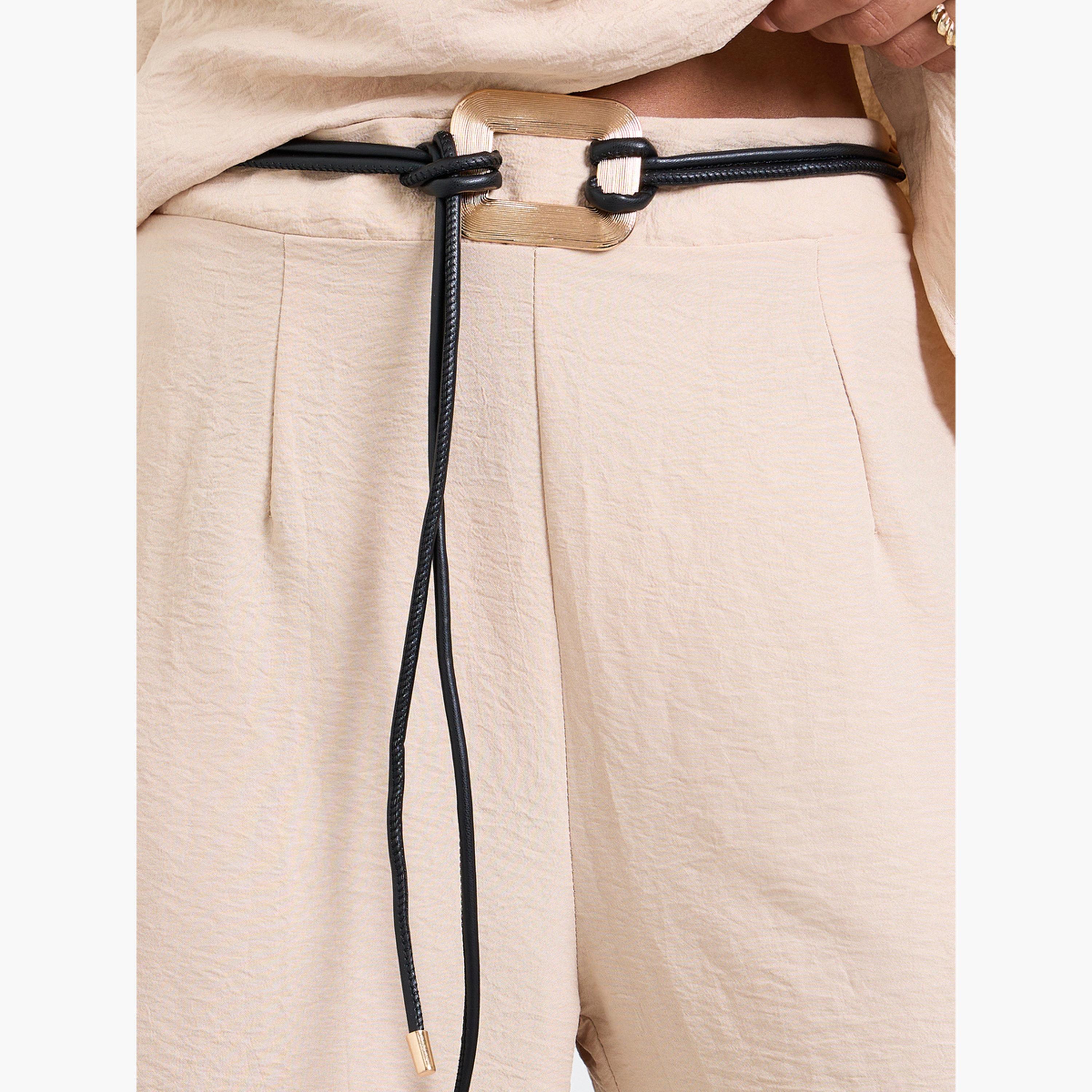 Take Two Beige Open Collar Top and Pants Co-Ords Set-women-clothing-coordsets-image-4
