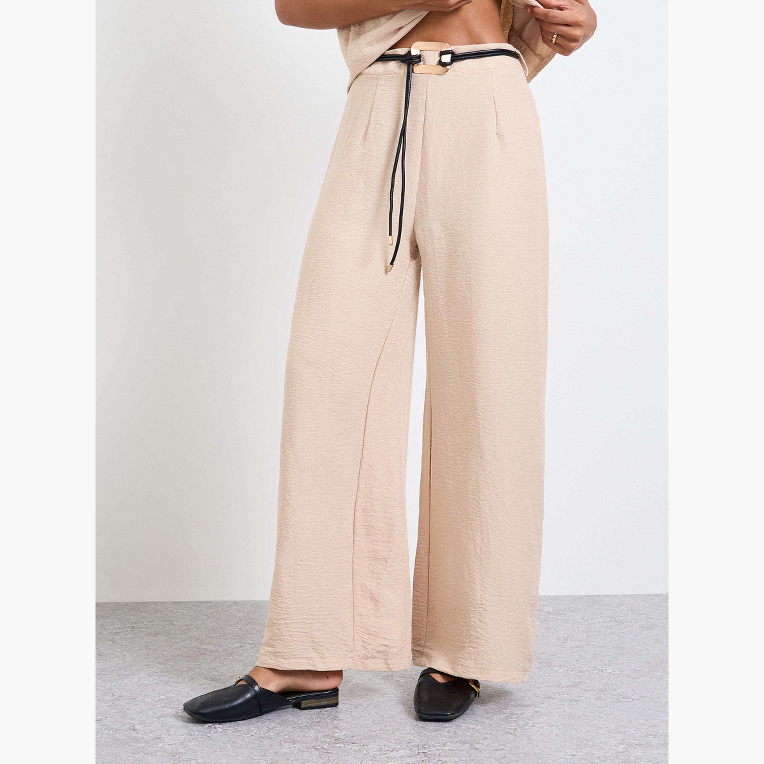 Take Two Beige Open Collar Top and Pants Co-Ords Set-women-clothing-coordsets-image-5