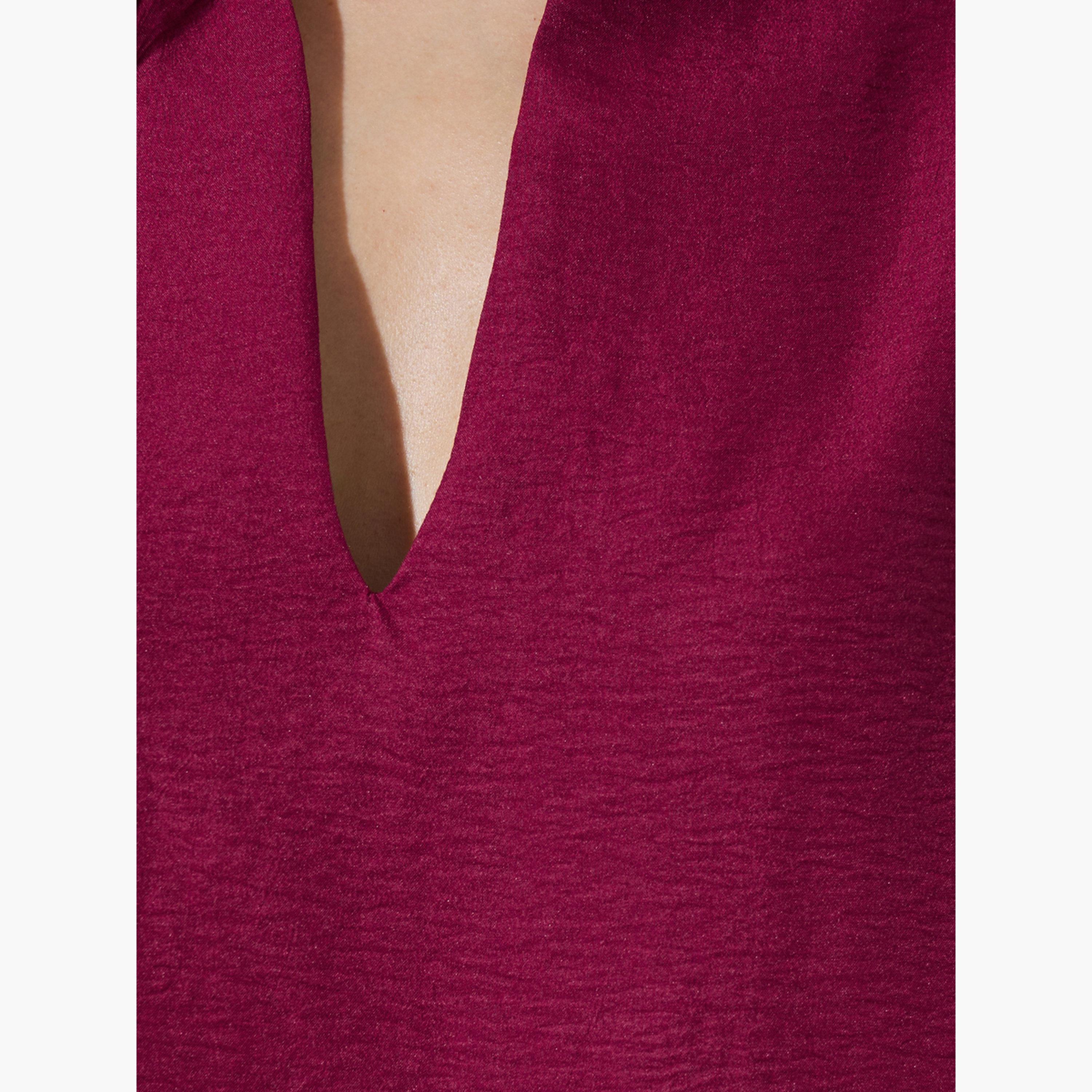 Take Two Burgundy Open Collar Top and Pants Co-Ords Set-women-clothing-coordsets-image-6