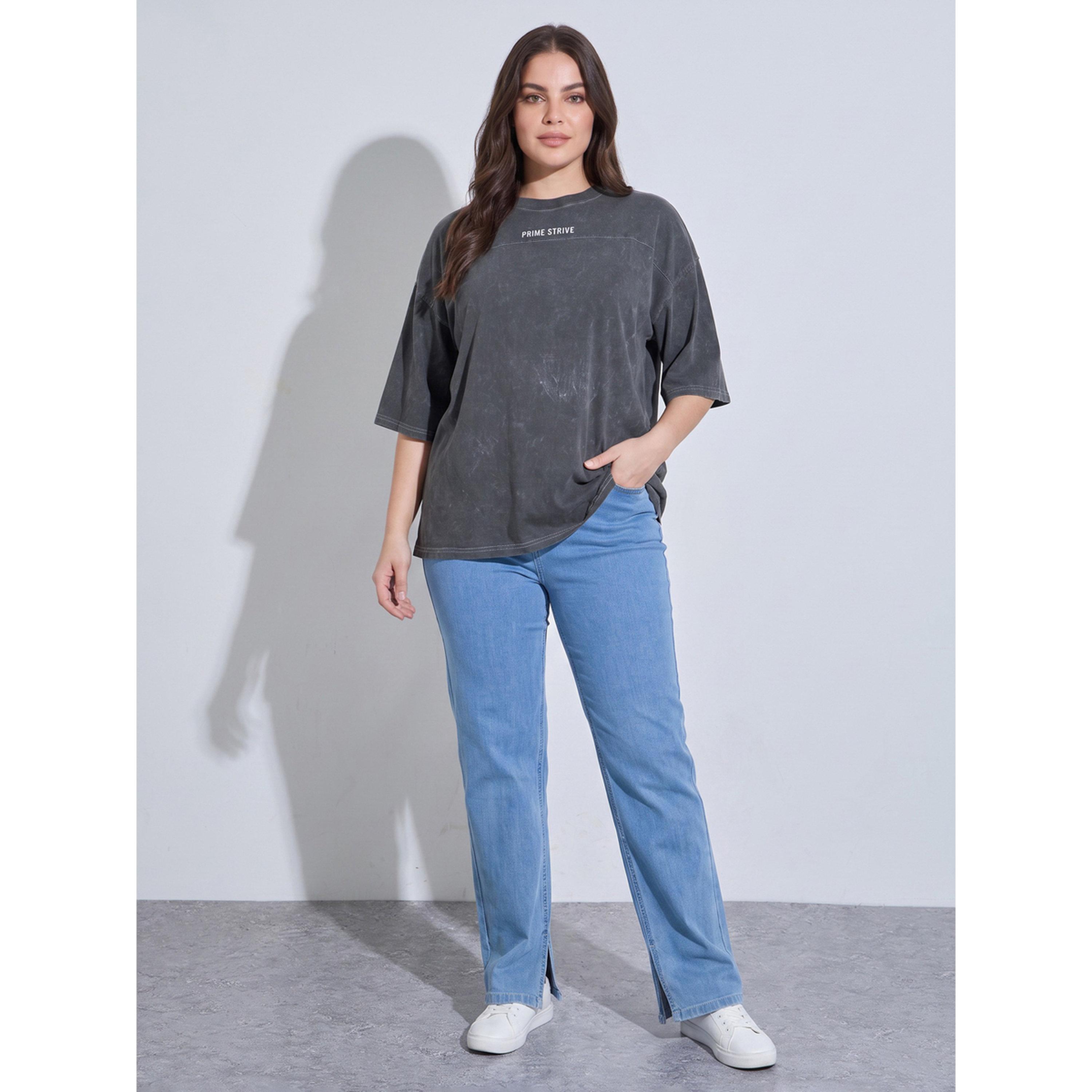 Styli PLUS SIZE ACID WASH CONTRAST STITCH RAISED 100% COTTON PRINTED TEE, BLOCK-16-women-clothing-plussize-tshirts-image-2