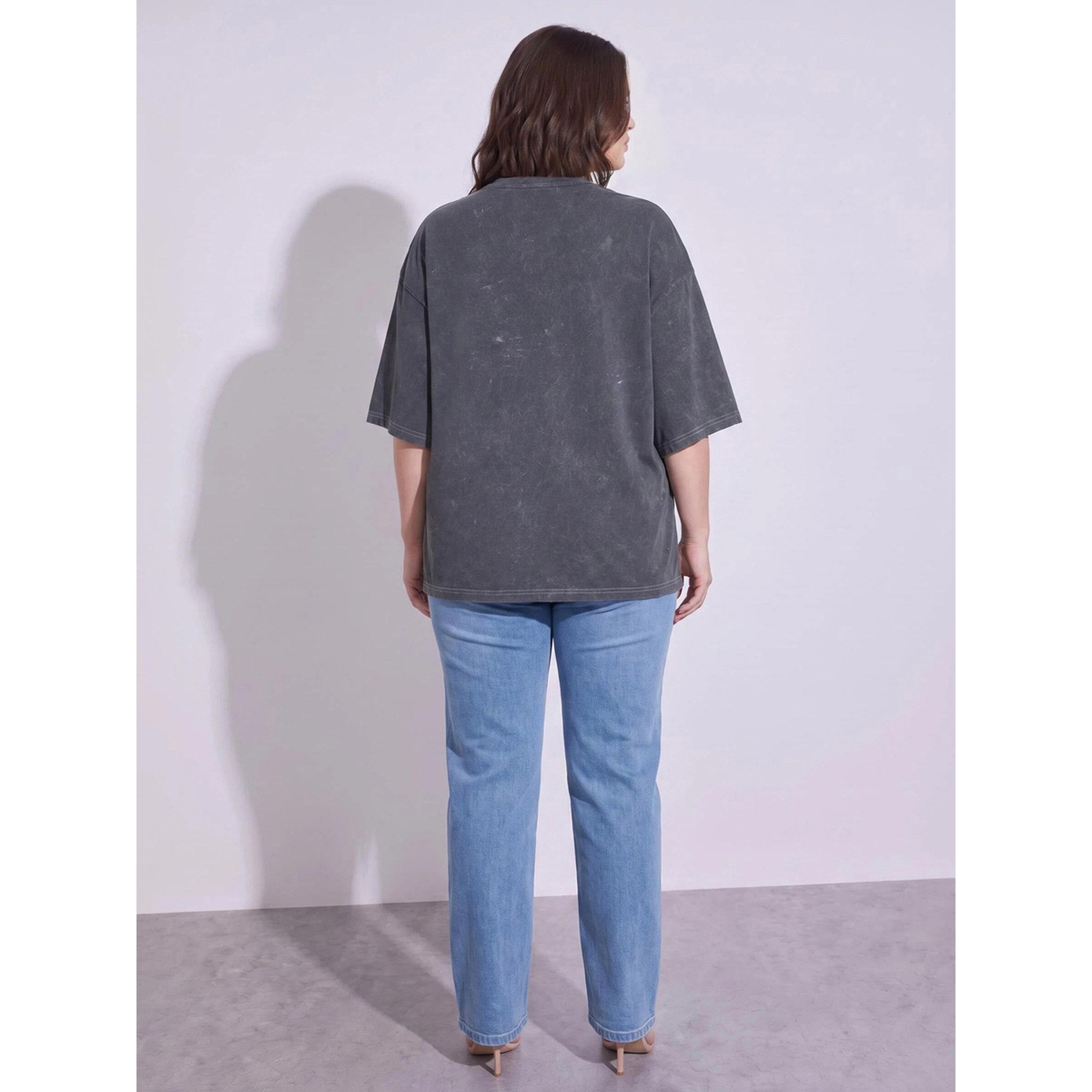 Styli PLUS SIZE ACID WASH CONTRAST STITCH RAISED 100% COTTON PRINTED TEE, BLOCK-16-women-clothing-plussize-tshirts-image-3