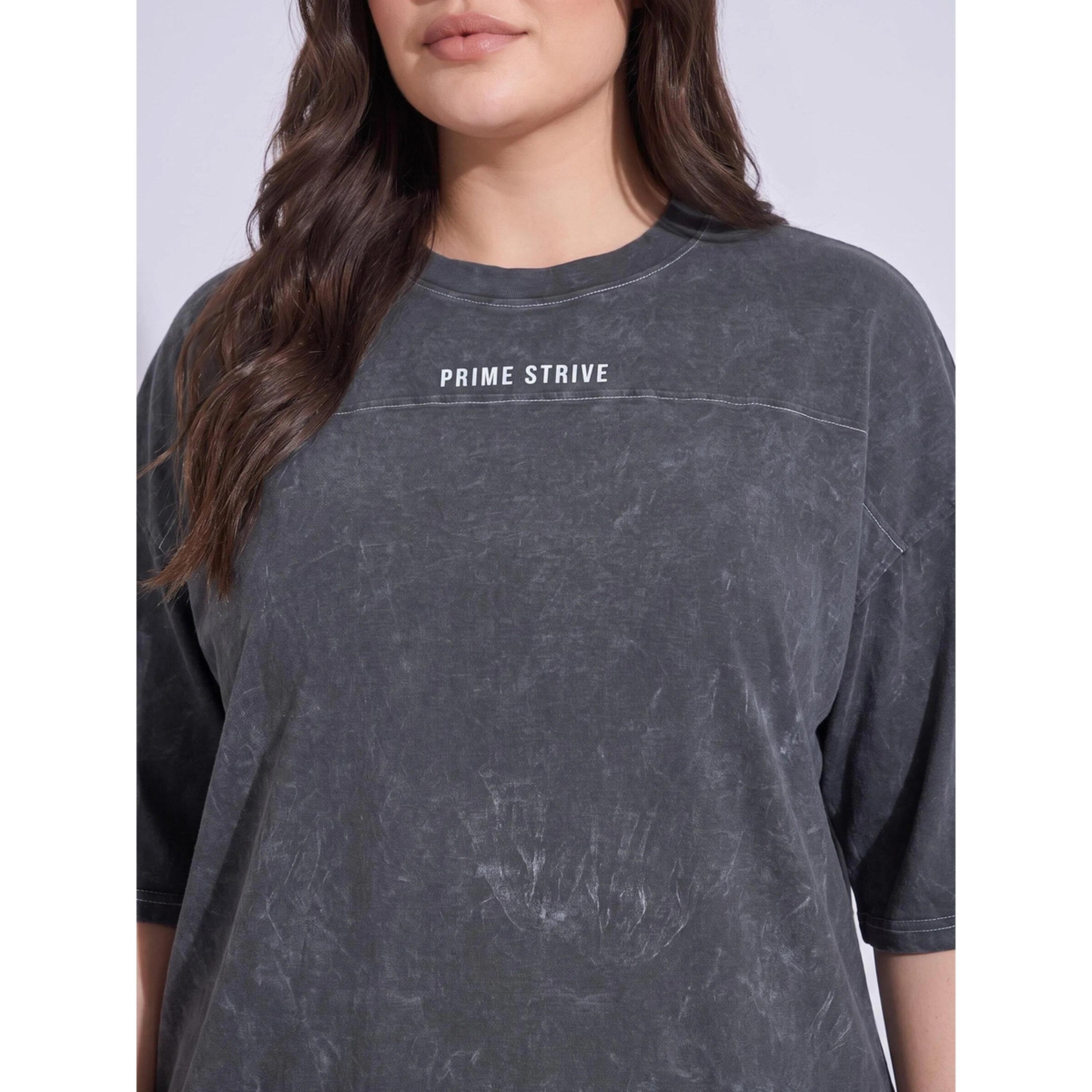 Styli PLUS SIZE ACID WASH CONTRAST STITCH RAISED 100% COTTON PRINTED TEE, BLOCK-16-women-clothing-plussize-tshirts-image-4