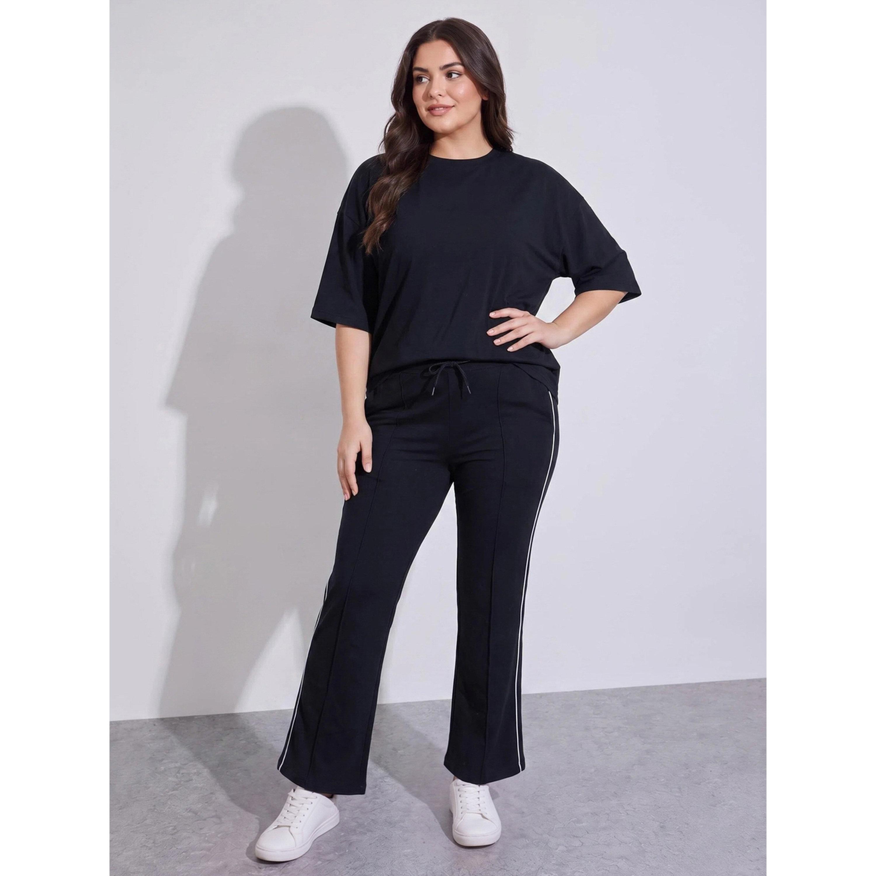 Styli Plus Size Black Side Striped Wide Leg Joggers-women-clothing-plussize-joggers-image-2