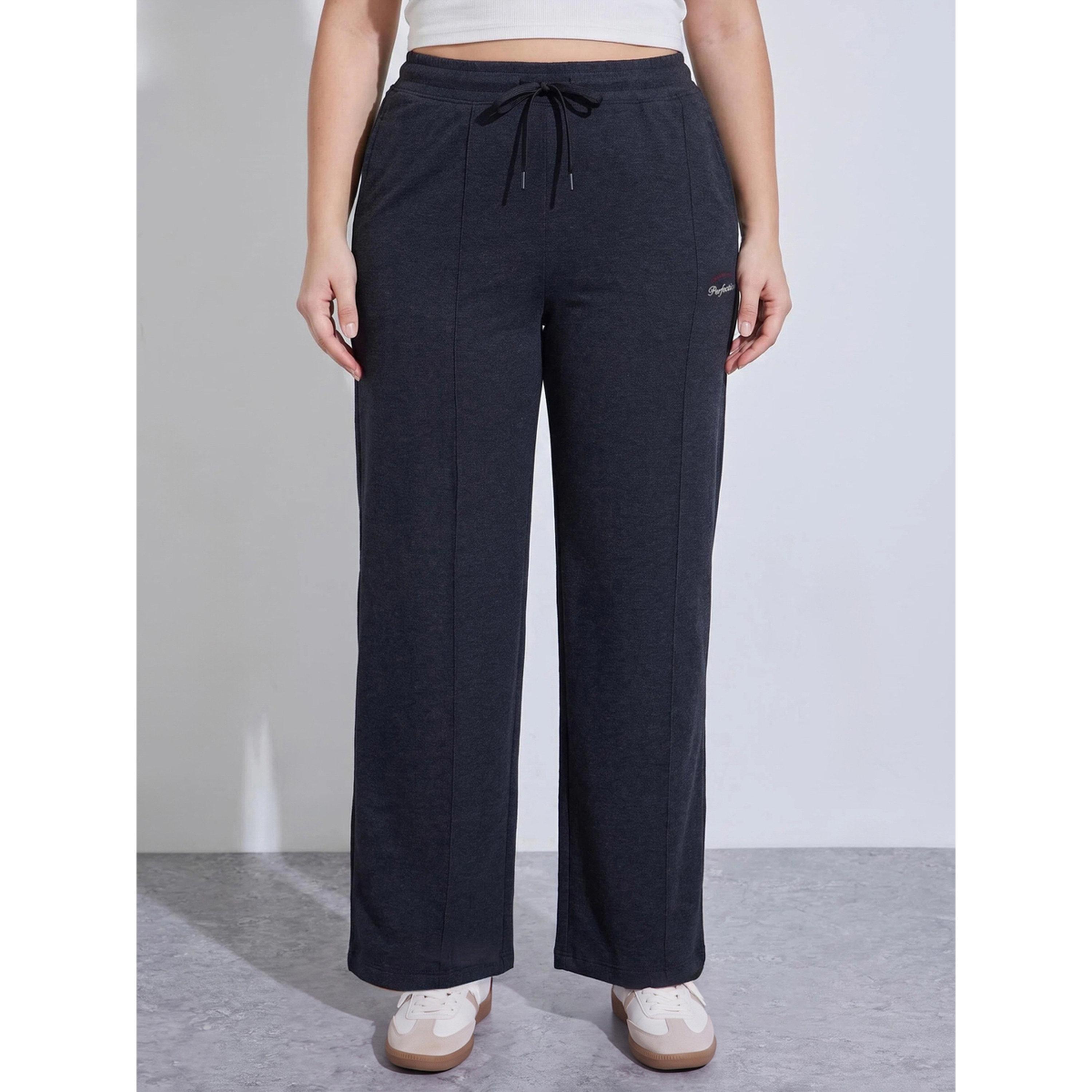 Styli Plus Size Charcoal Pintuck Details Wide Leg Pants-women-clothing-plussize-joggers-image-1