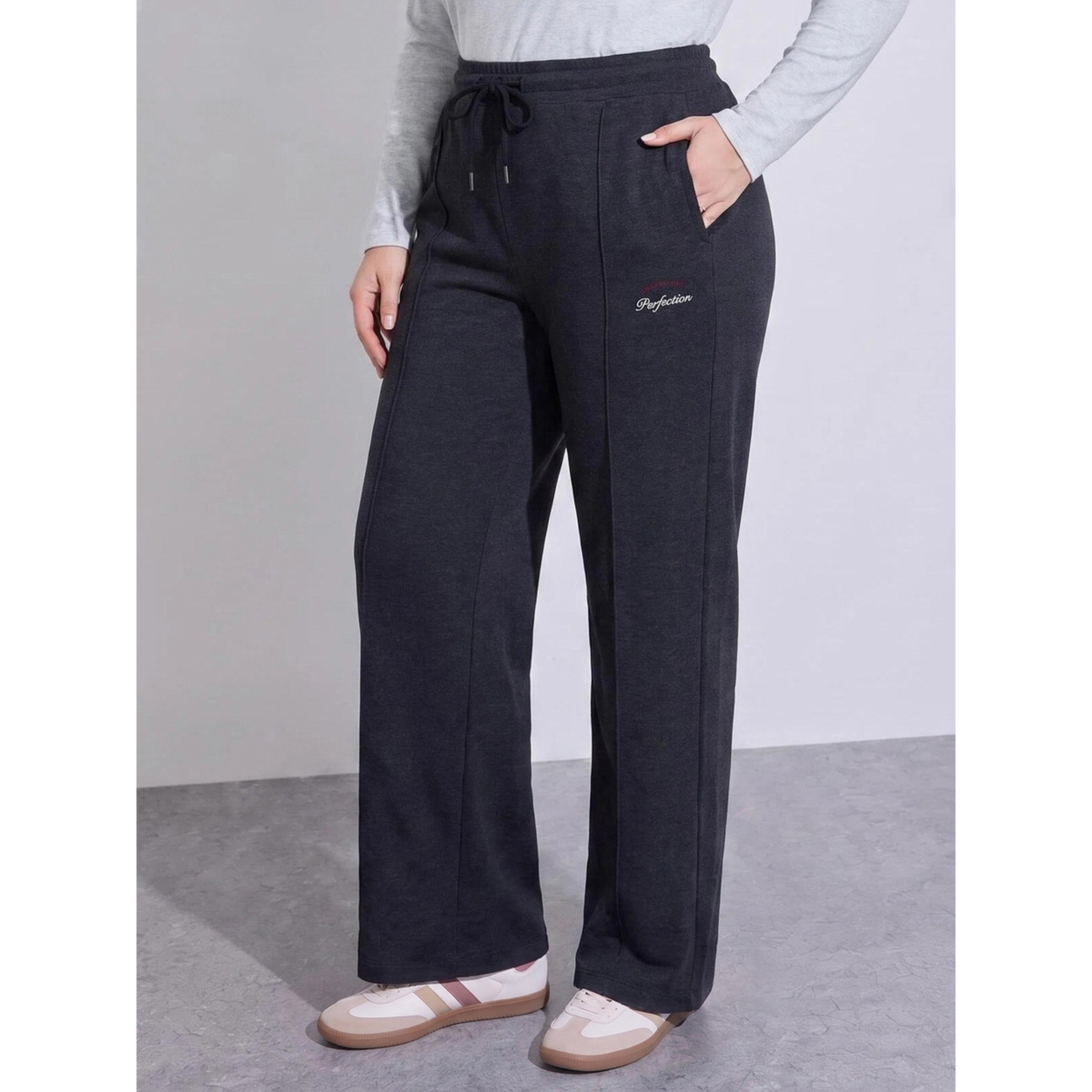 Styli Plus Size Charcoal Pintuck Details Wide Leg Pants-women-clothing-plussize-joggers-image-3