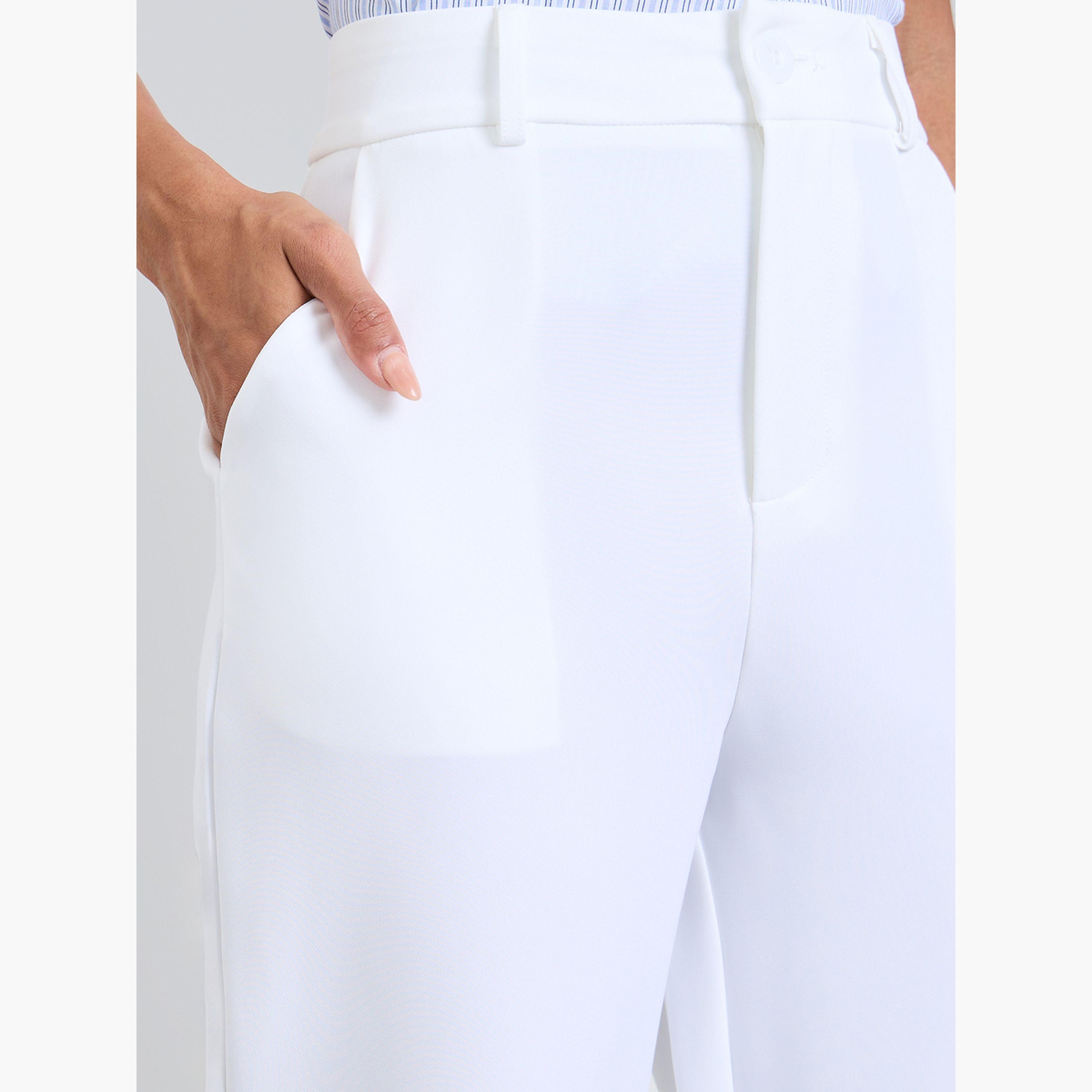 بنطال سادة بقصة مستقيمة وجيوب مائلة باللون الأبيض-women-clothing-bottoms-trousers-image-3