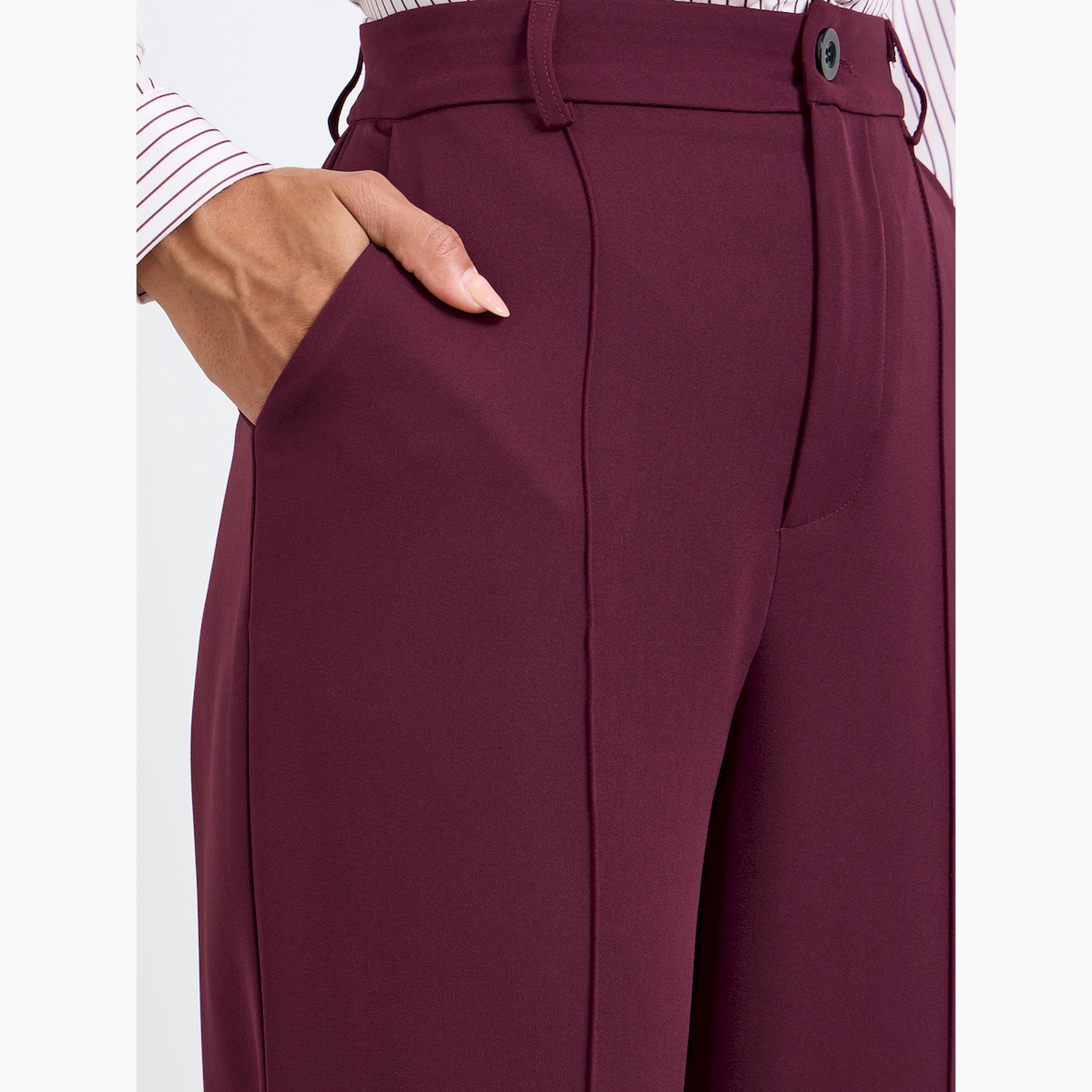Take Two Burgundy Pintuck Detail Wide Leg Pants-women-clothing-bottoms-joggers-image-3