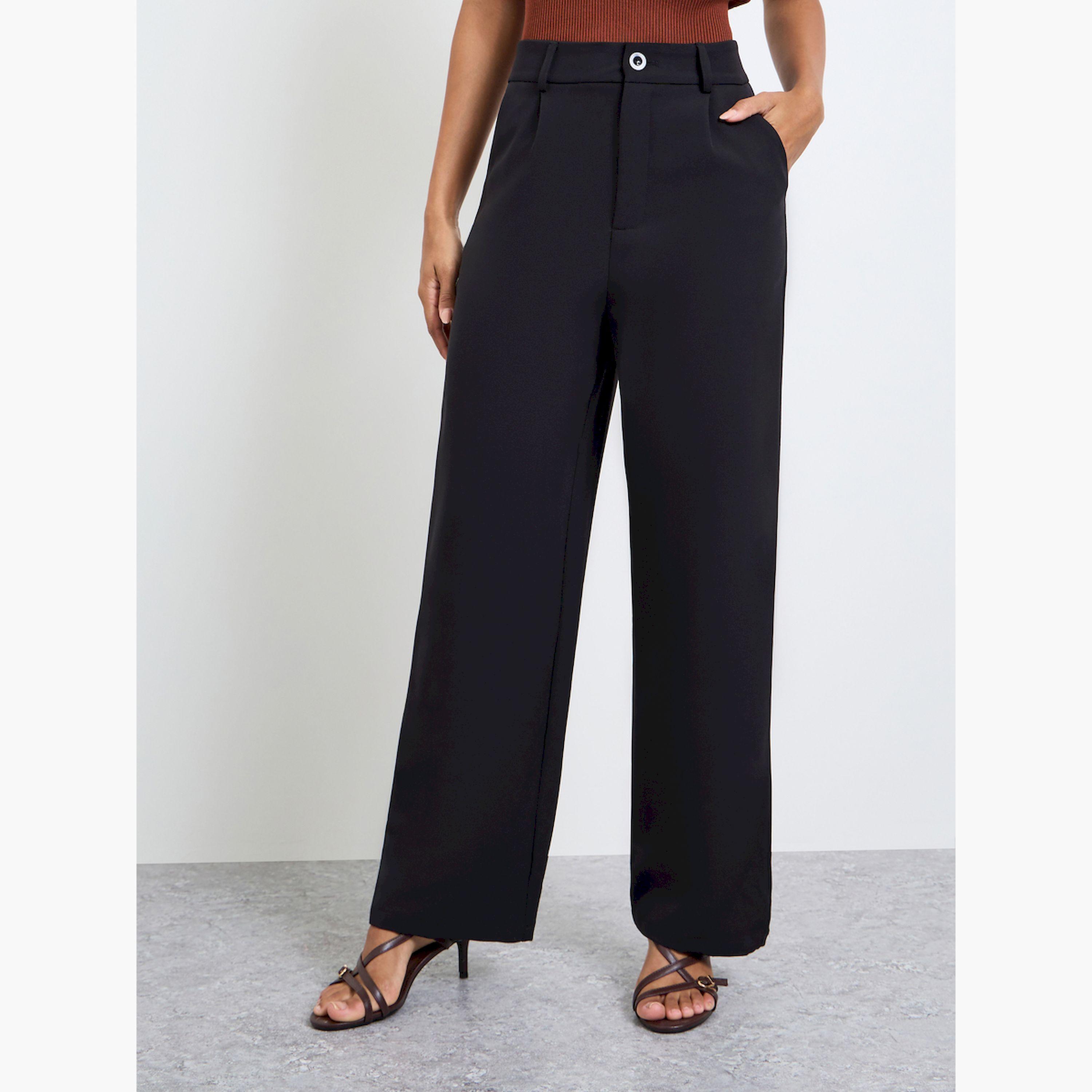 بنطال سادة بقصة مستقيمة-women-clothing-bottoms-trousers-image-1