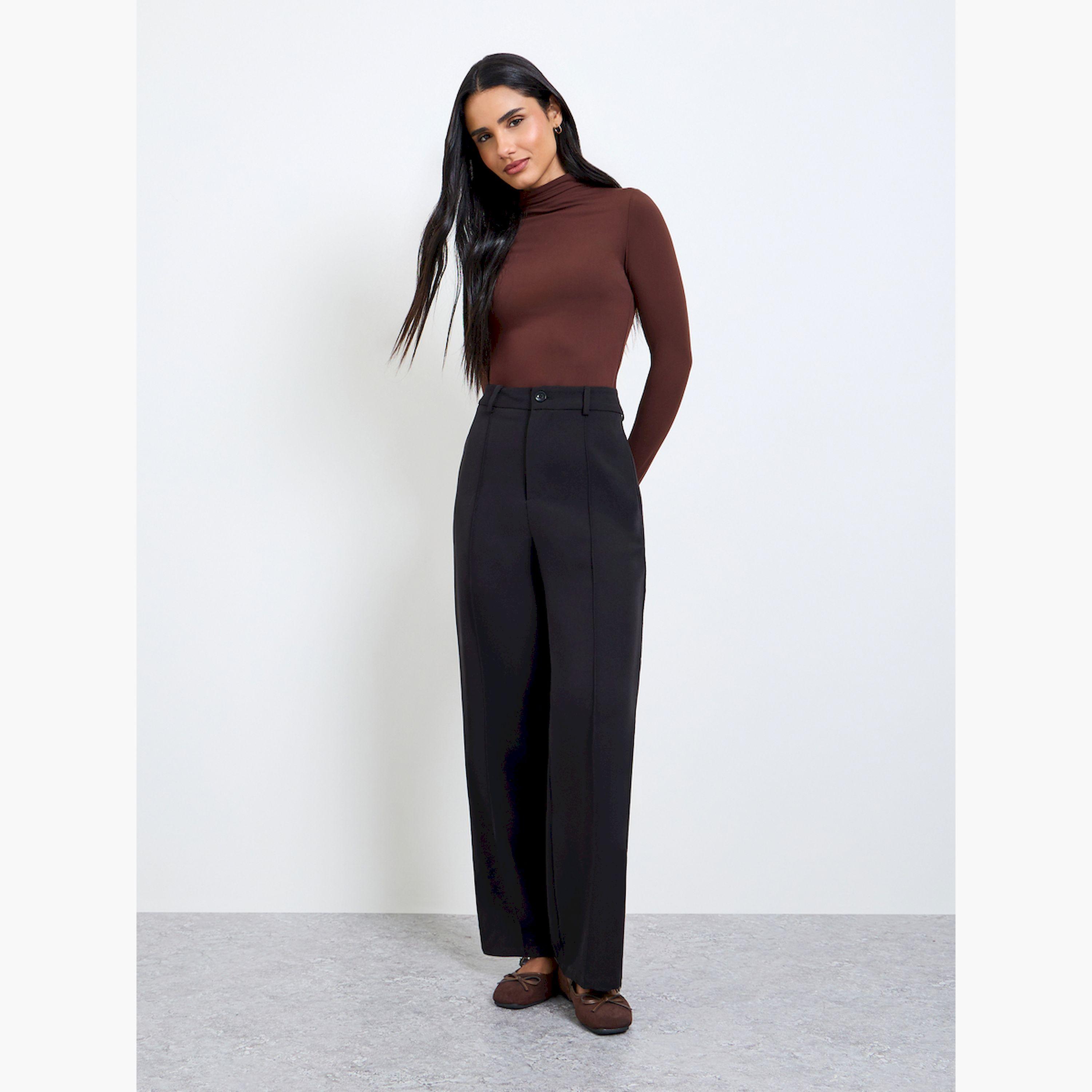 بنطال بقصة مستقيمة وتفاصيل طيات-women-clothing-bottoms-trousers-image-2