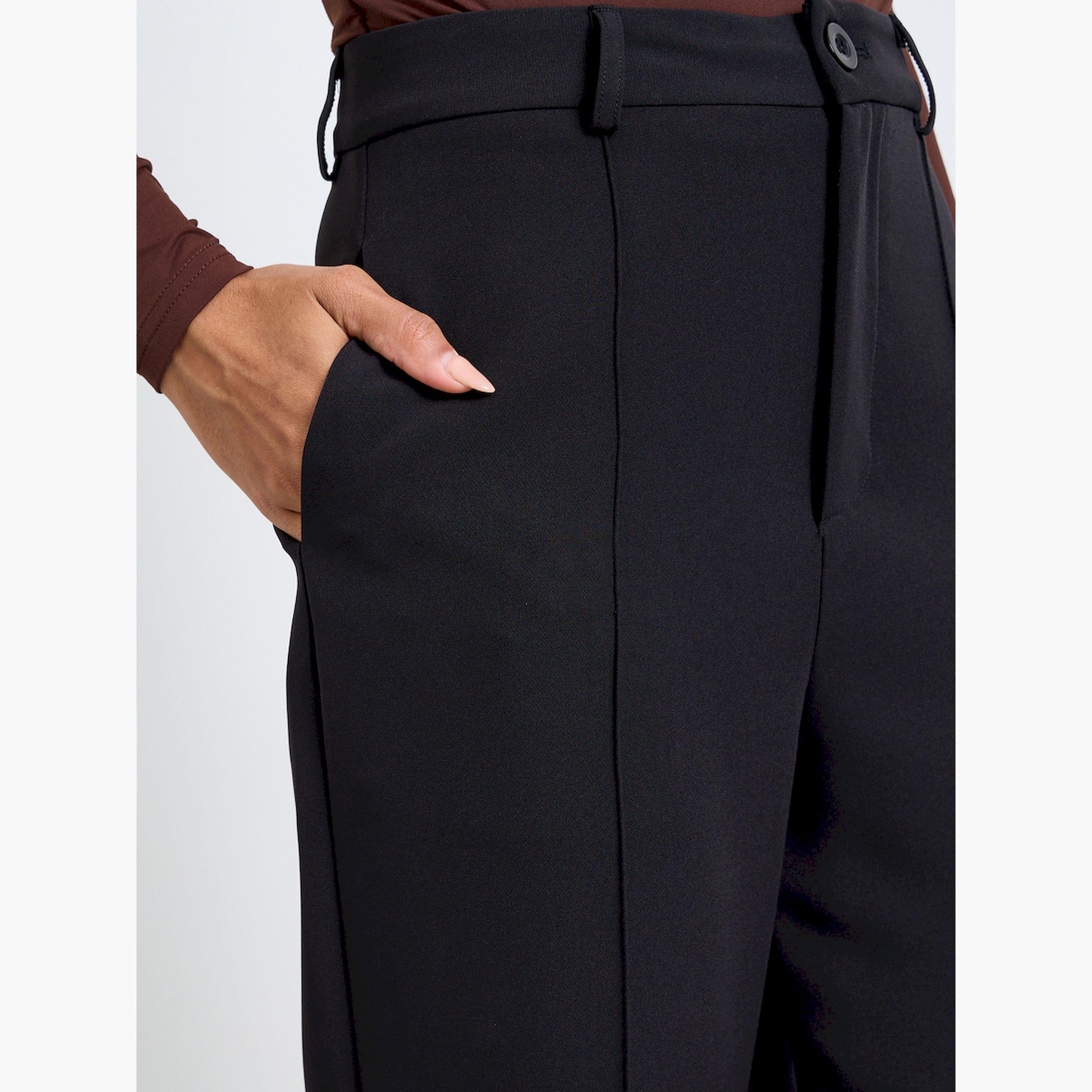 بنطال بقصة مستقيمة وتفاصيل طيات-women-clothing-bottoms-trousers-image-3
