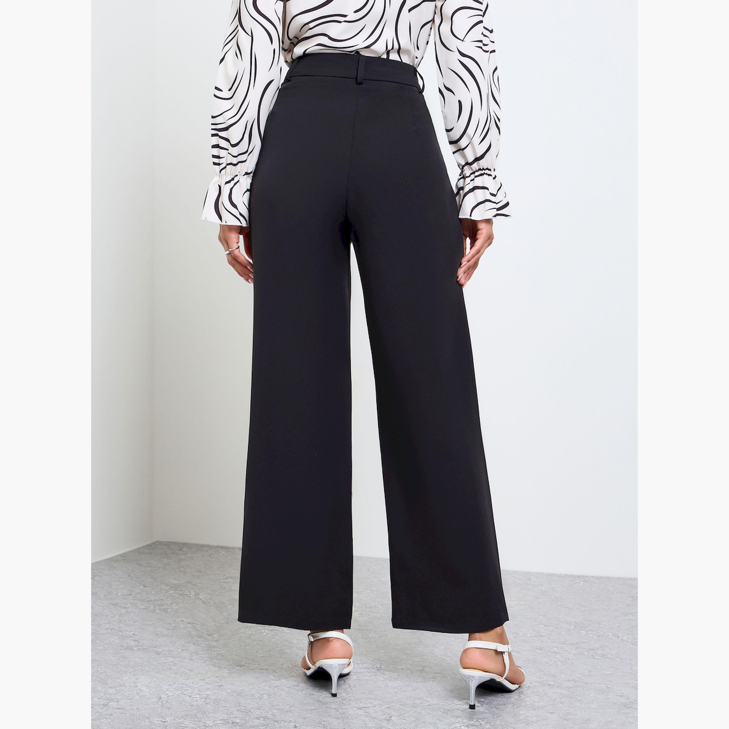 Take Two Black Solid Wide Leg Trousers-women-clothing-bottoms-trousers-image-4