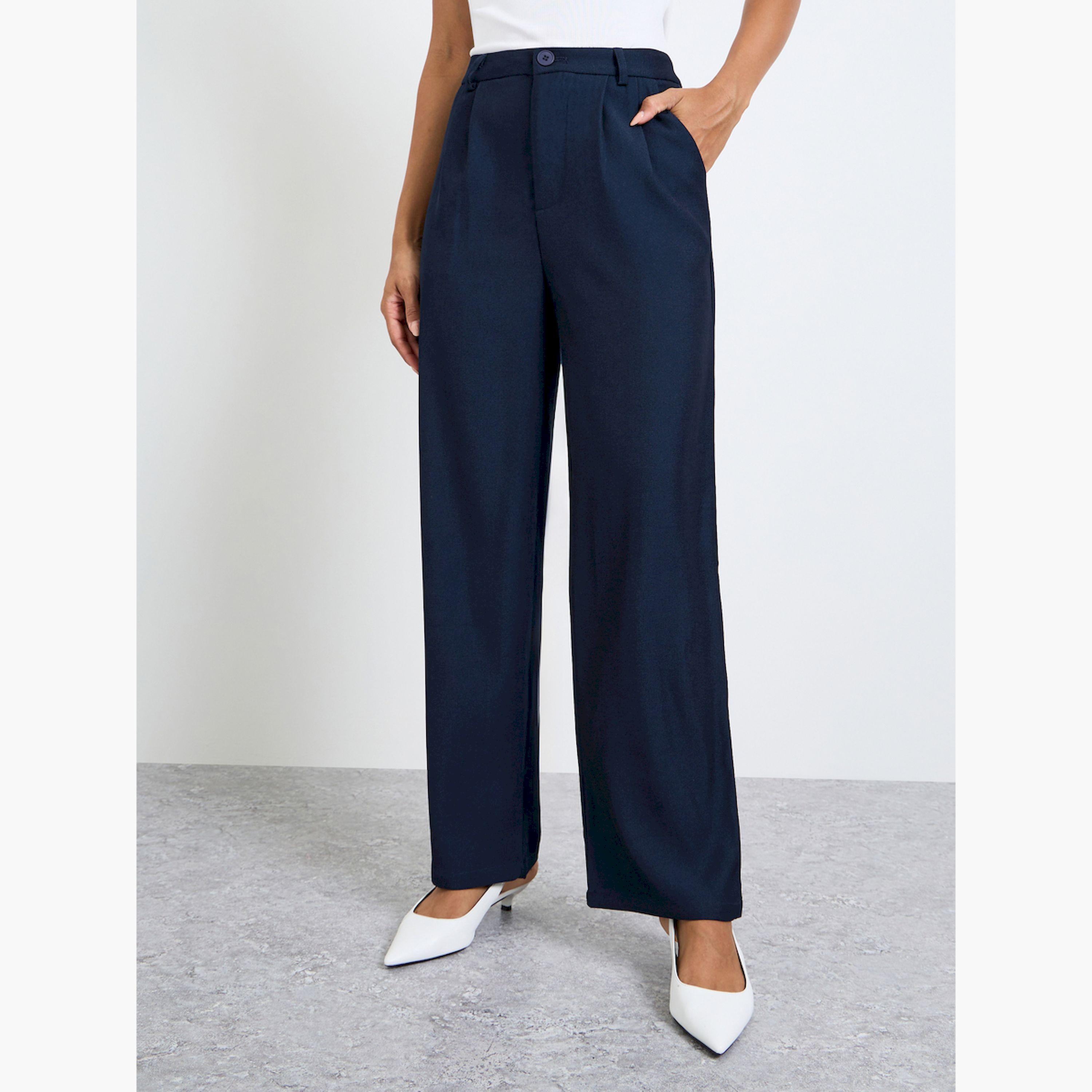 بنطال سادة بقصة مستقيمة-women-clothing-bottoms-trousers-image-1