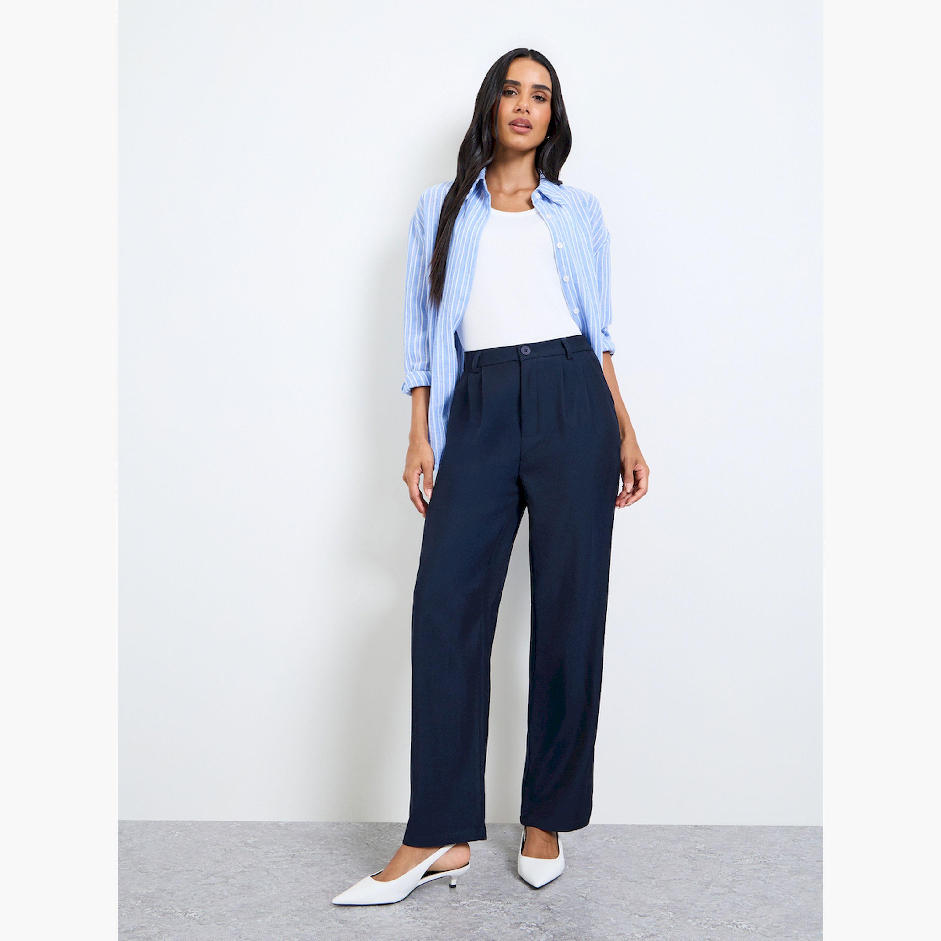 بنطال سادة بقصة مستقيمة-women-clothing-bottoms-trousers-image-2