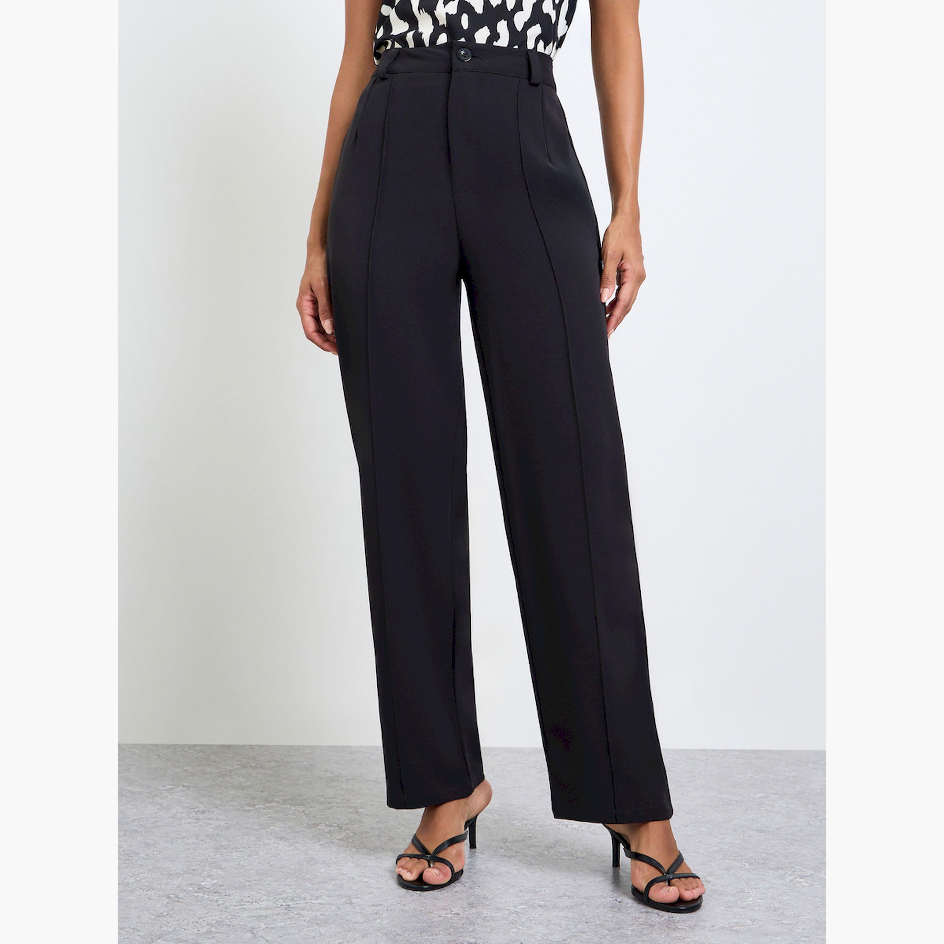 بنطال سادة بقصة مستقيمة-women-clothing-bottoms-trousers-image-1
