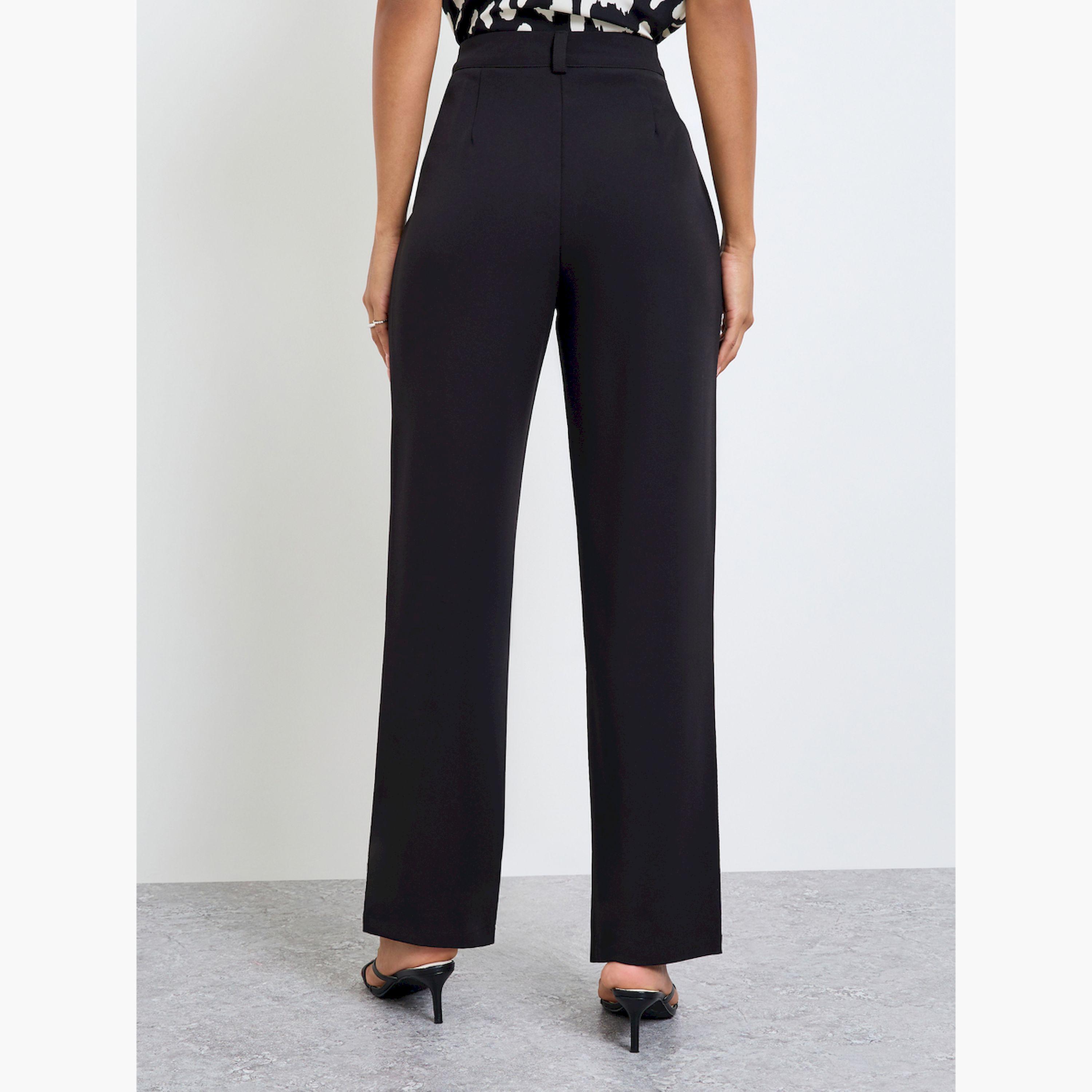 Take Two Black Solid Straight Fit Pants-women-clothing-bottoms-trousers-image-4