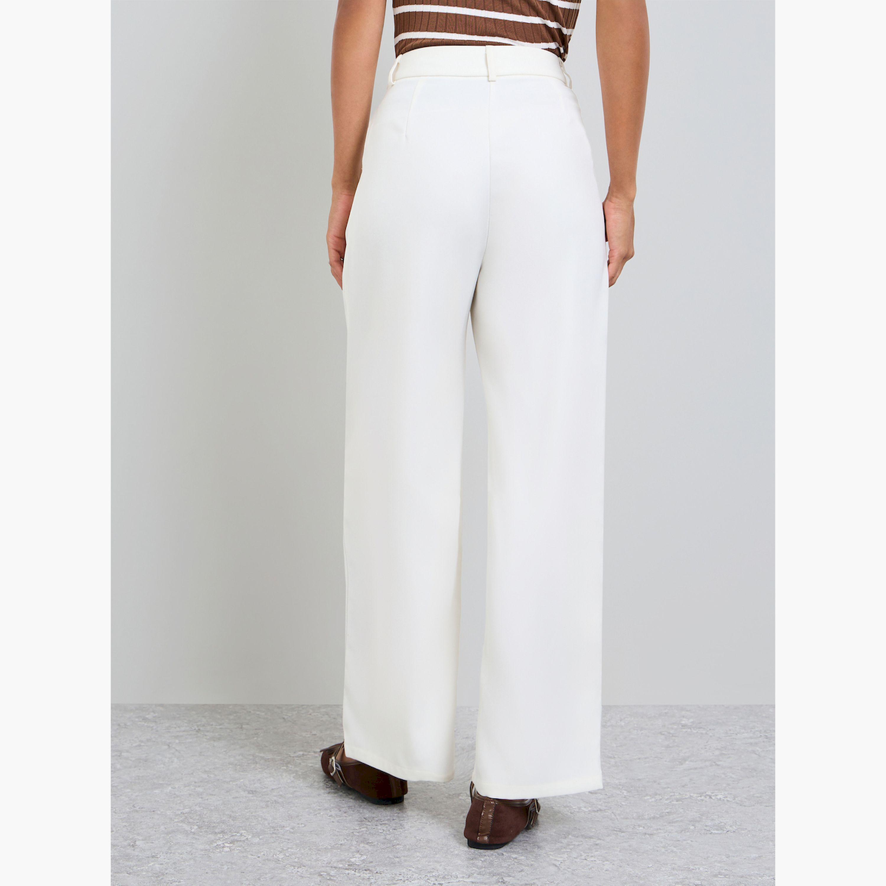Take Two White Solid Straight Fit Pants-women-clothing-bottoms-trousers-image-4