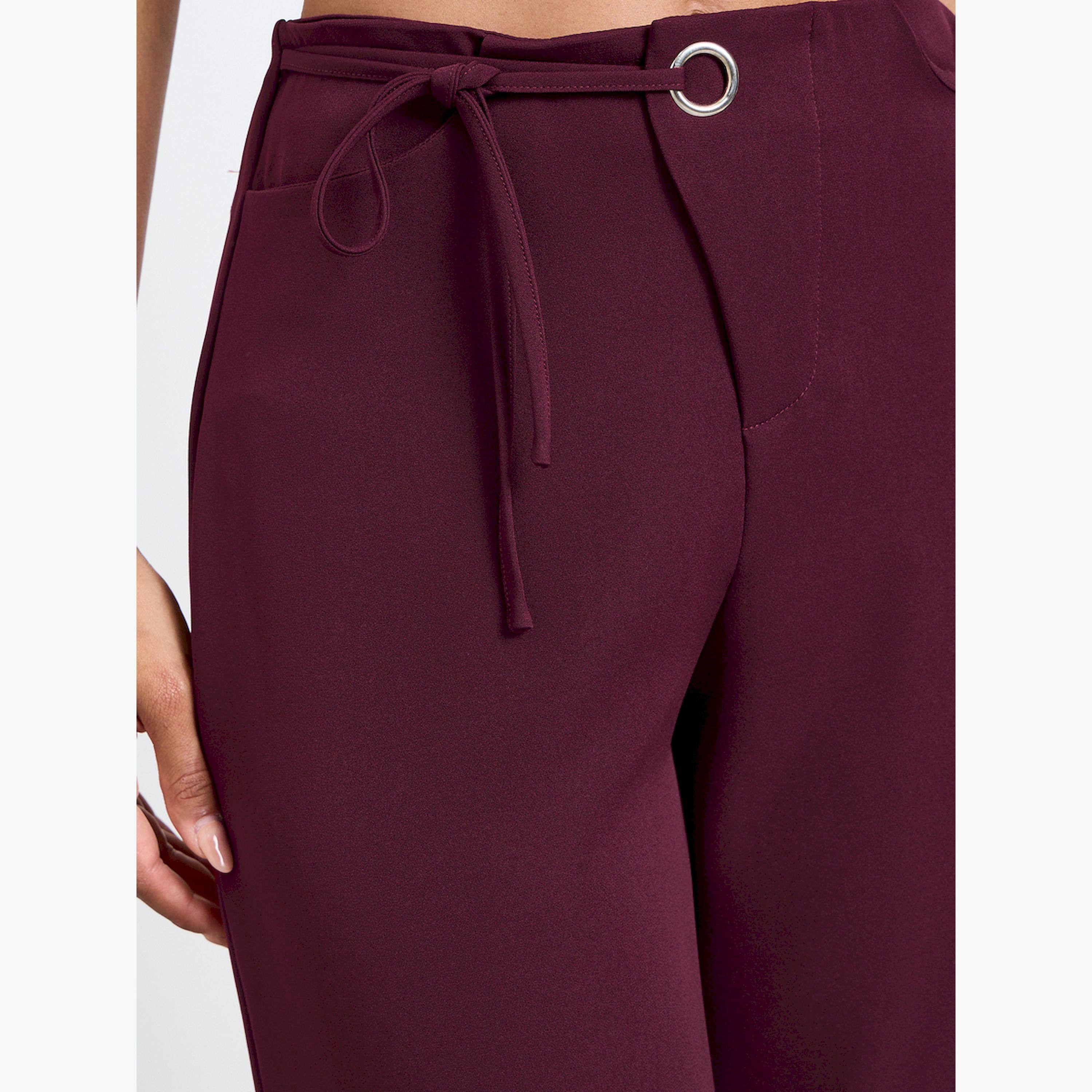 Take Two Burgundy Wide-Leg Pants with Tie-Up Detail-women-clothing-bottoms-joggers-image-3