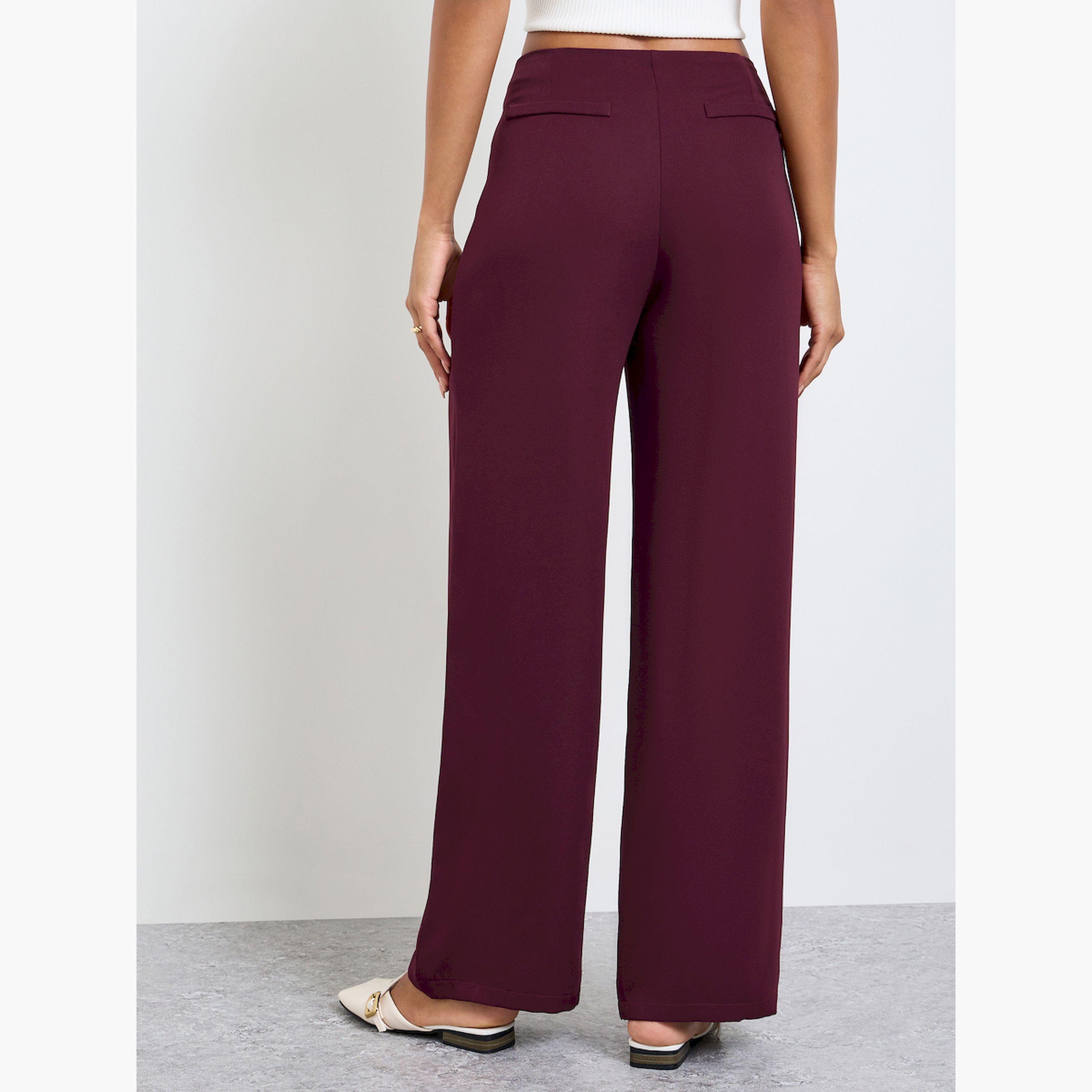 Take Two Burgundy Wide-Leg Pants with Tie-Up Detail-women-clothing-bottoms-joggers-image-4