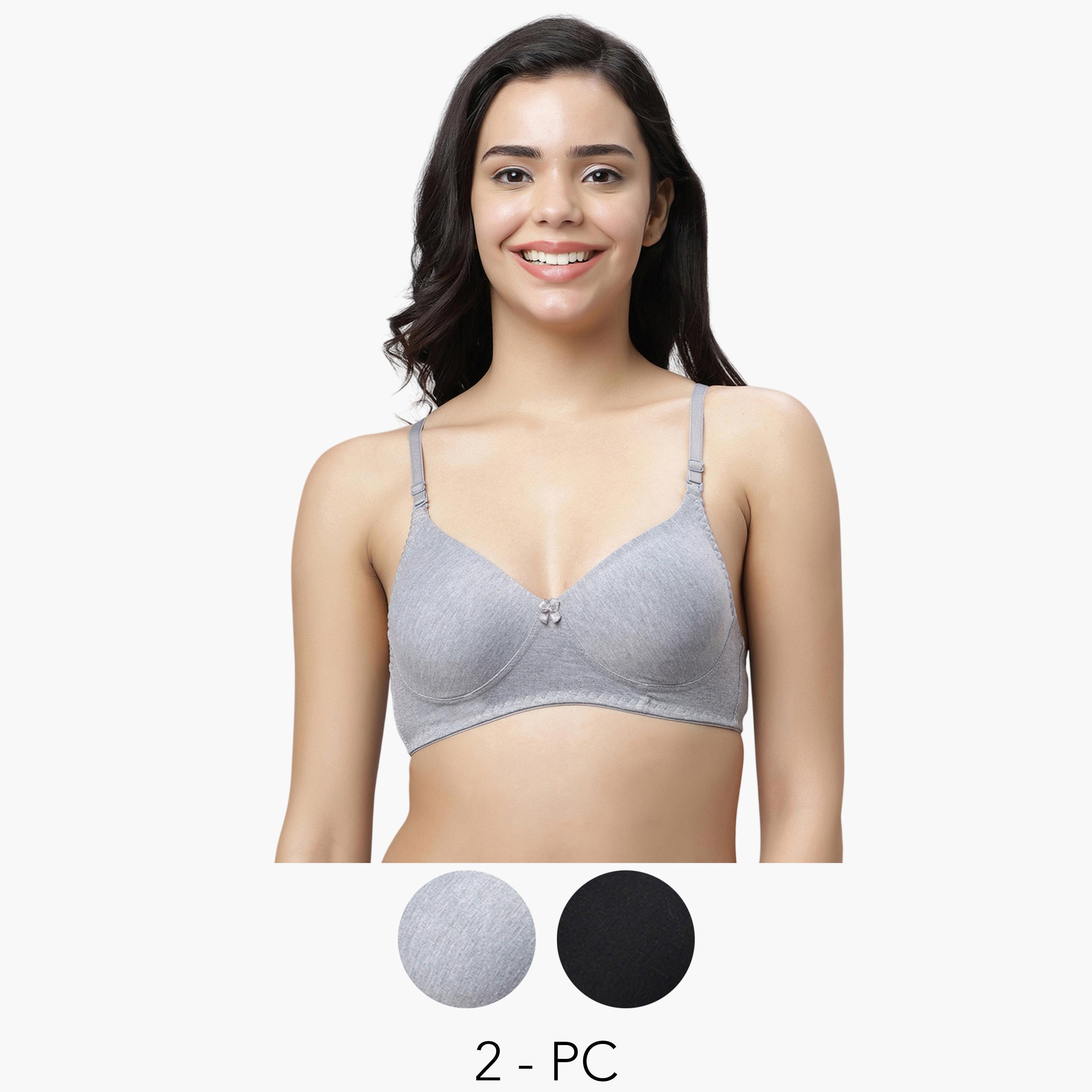 Eden X Styli Pack of 2 - Non-Padded Non Wired Cotton Blend T-Shirt Bra-women-clothing-lingerie-bras-image-1
