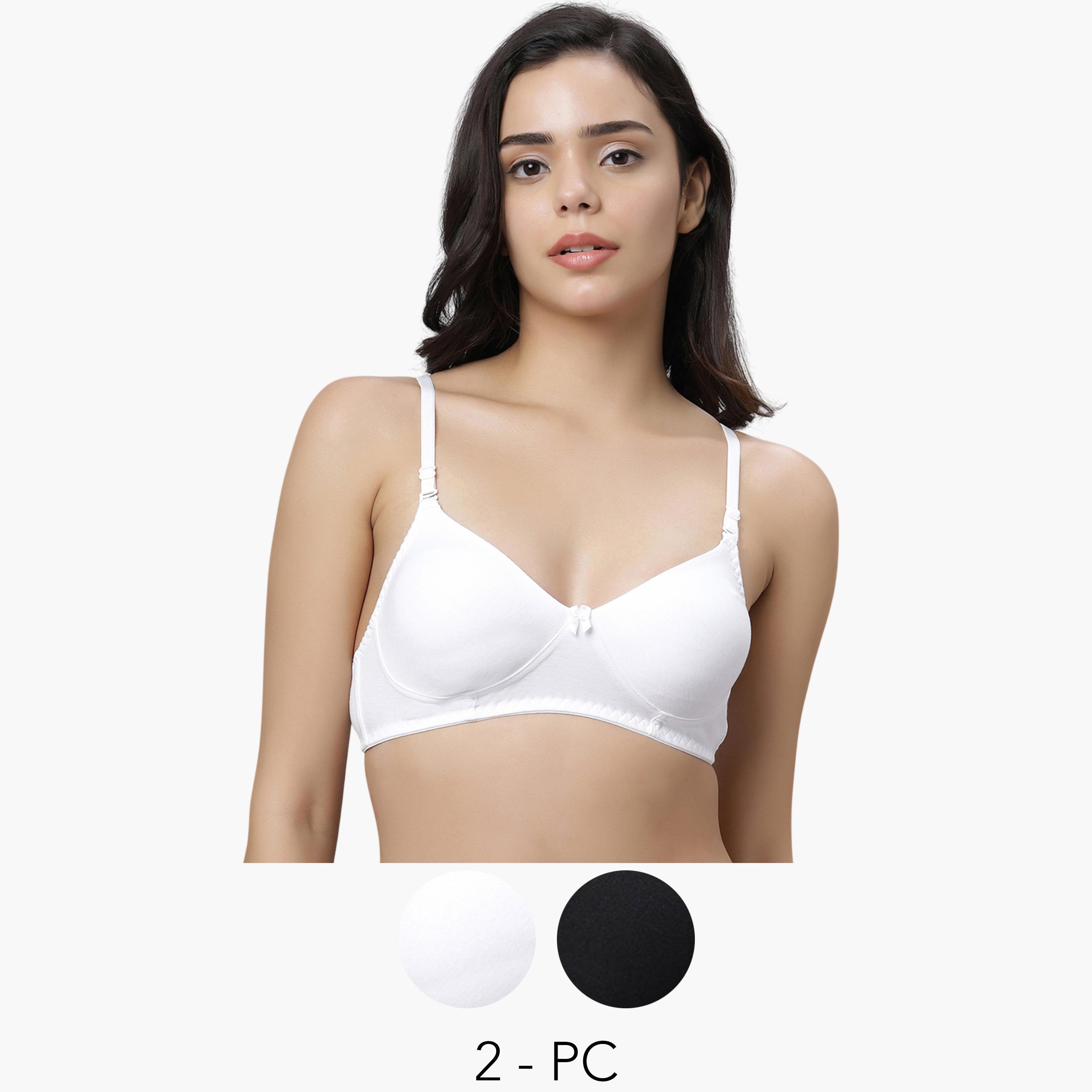 Eden X Styli Pack of 2 - Non-Padded Non Wired Cotton Blend T-Shirt Bra-women-clothing-lingerie-bras-image-1