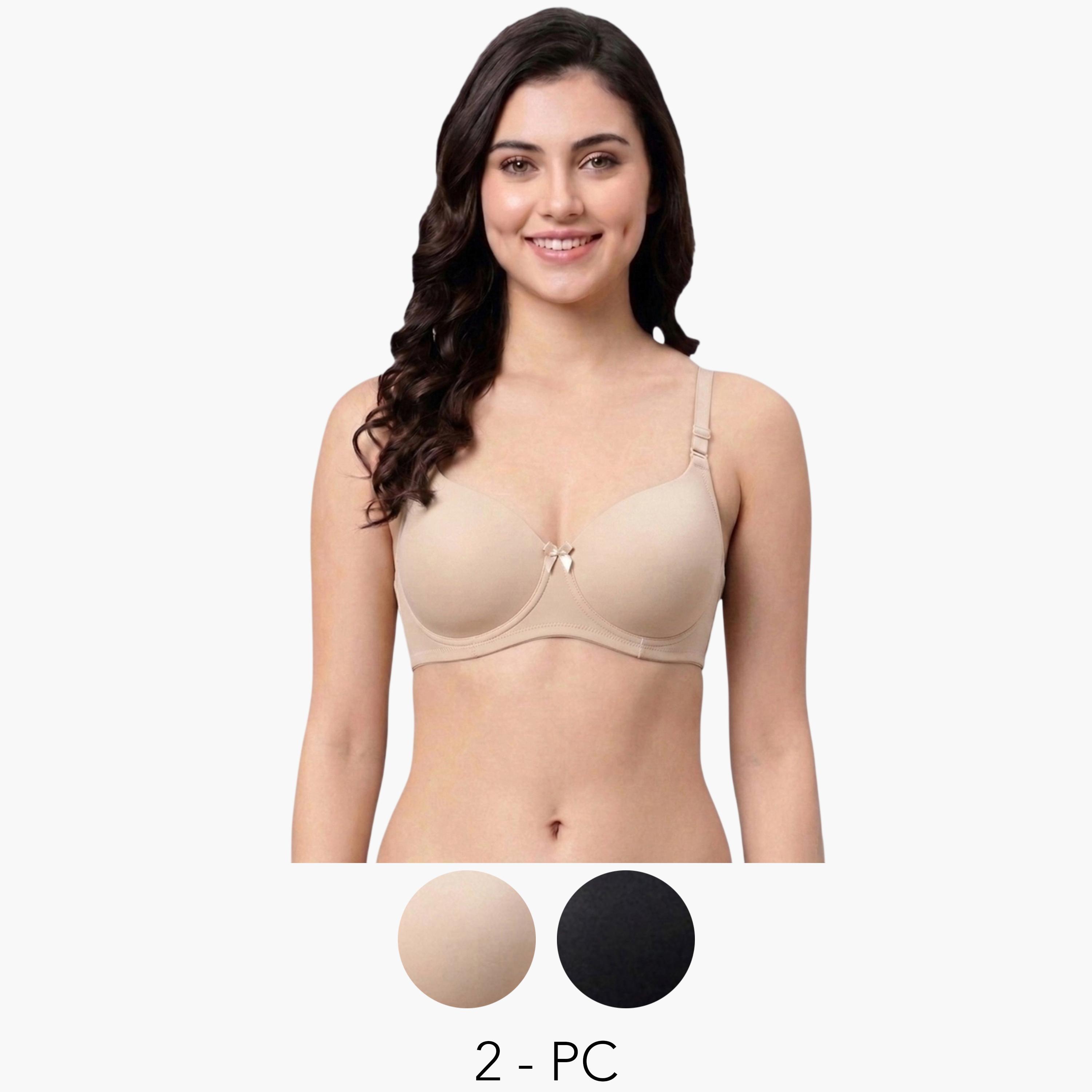 Eden X Styli Pack of 2 - Heavily Padded Non Wired Bra-women-clothing-lingerie-bras-image-1