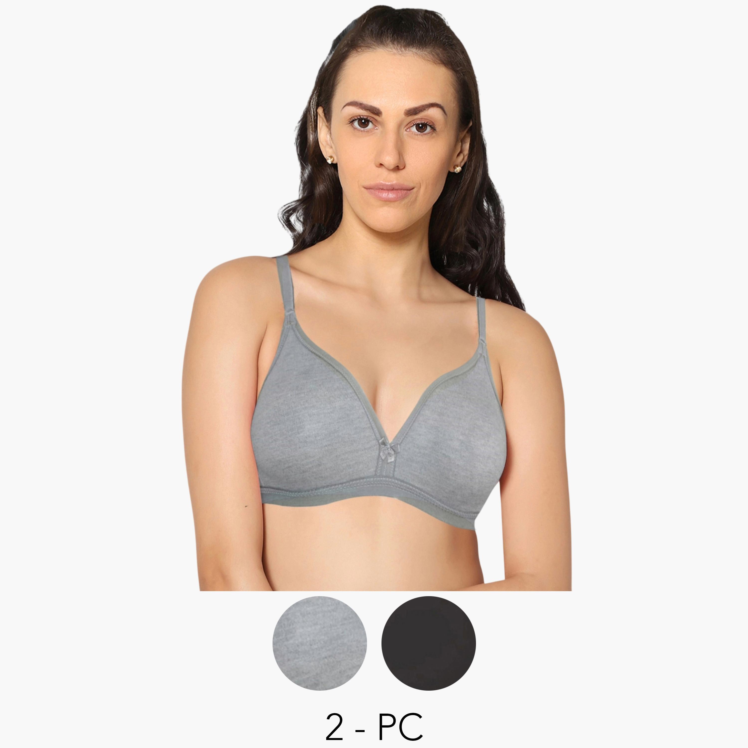 مجموعة من 2 صدرية تيشيرت بمزيج قطن غير مبطنة وبدون أسلاك-women-clothing-lingerie-bras-image-1