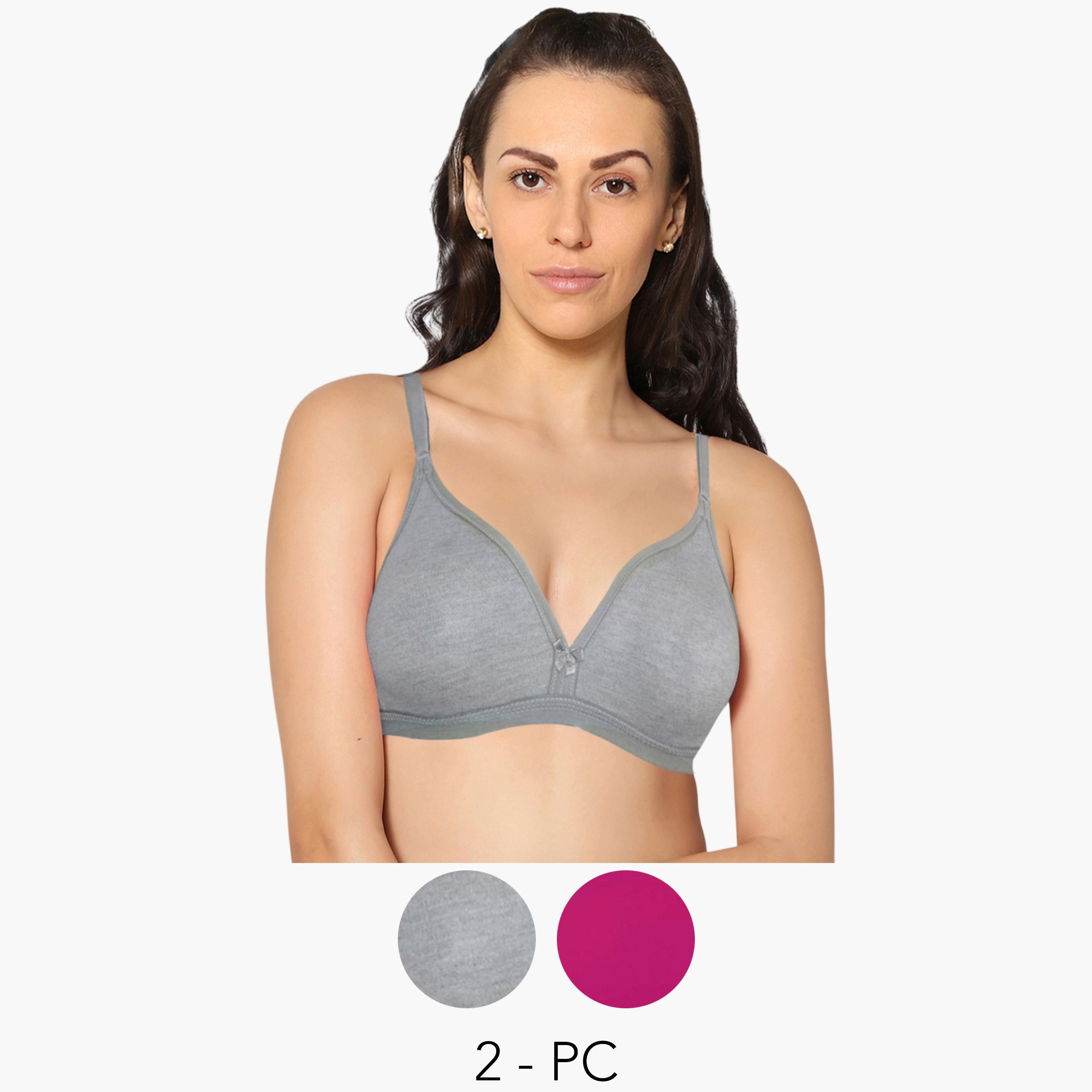 مجموعة من 2 صدرية تيشيرت بمزيج قطن غير مبطنة وبدون أسلاك-women-clothing-lingerie-bras-image-1