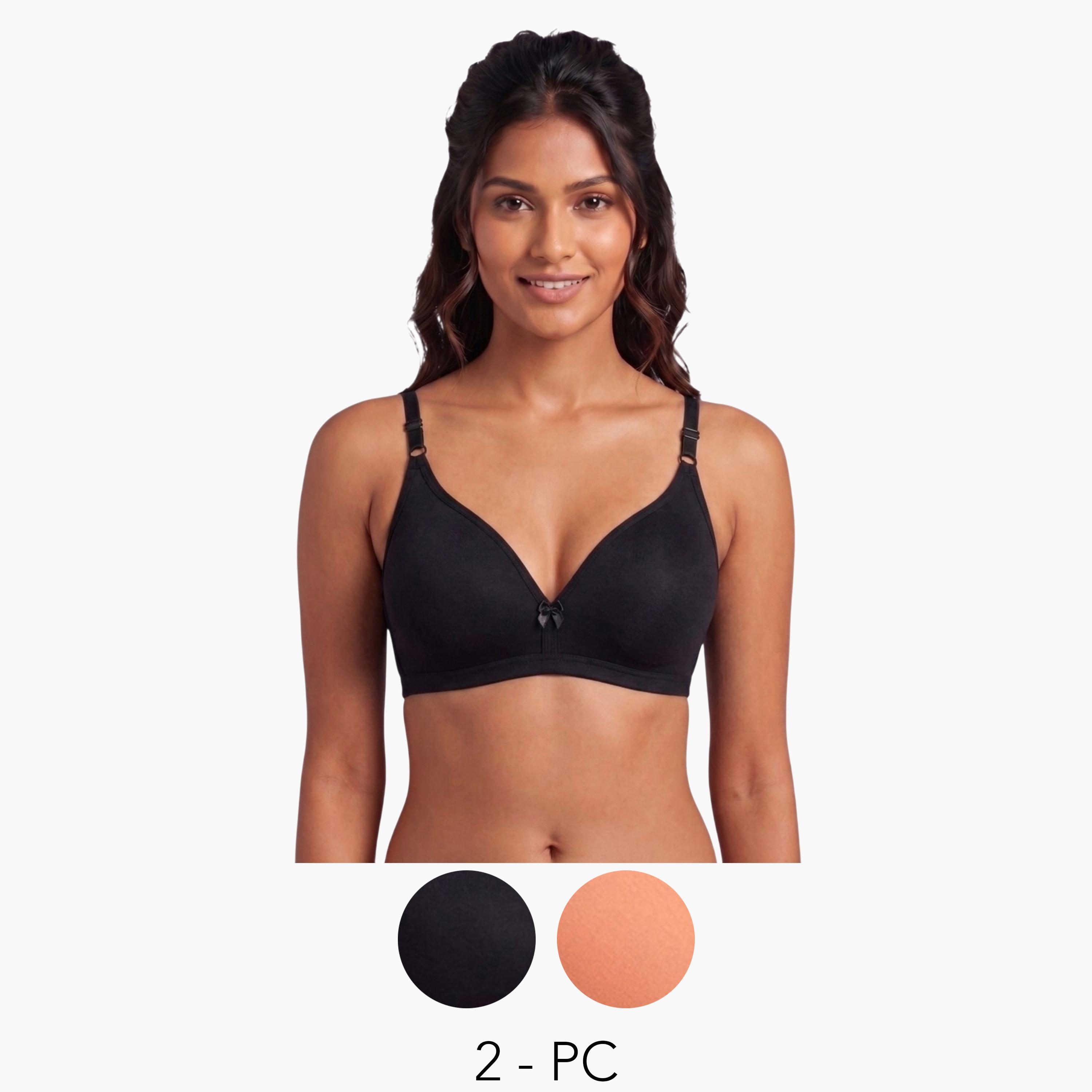مجموعة من 2 صدرية تيشيرت بمزيج قطن غير مبطنة وبدون أسلاك-women-clothing-lingerie-bras-image-1