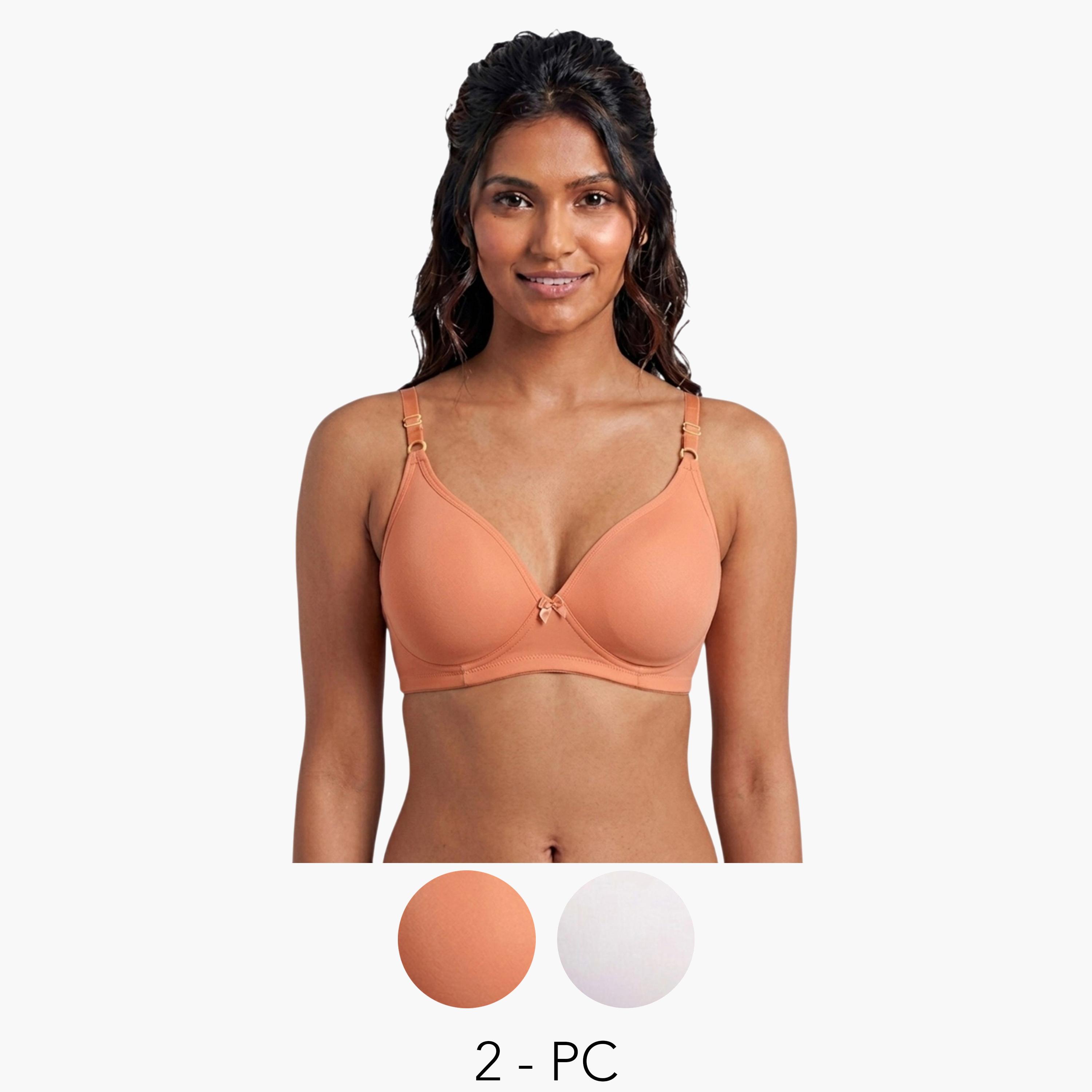 مجموعة من 2 صدرية تيشيرت بمزيج قطن غير مبطنة وبدون أسلاك-women-clothing-lingerie-bras-image-1