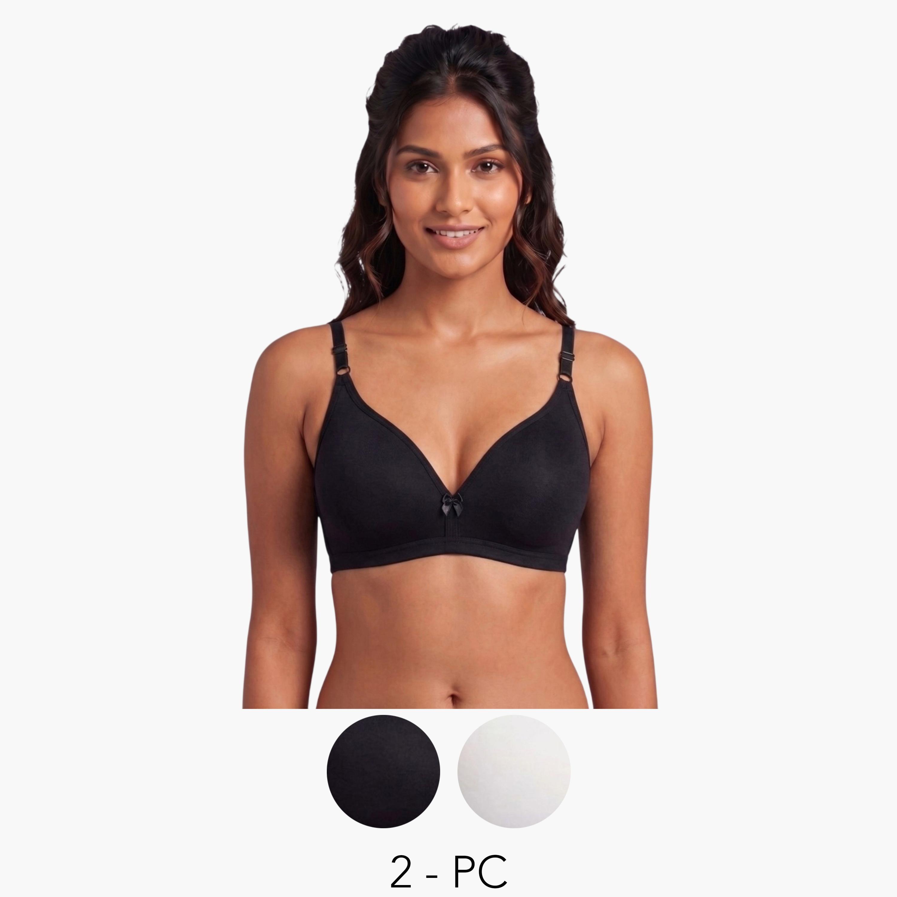 مجموعة من 2 صدرية تيشيرت بمزيج قطن غير مبطنة وبدون أسلاك-women-clothing-lingerie-bras-image-1