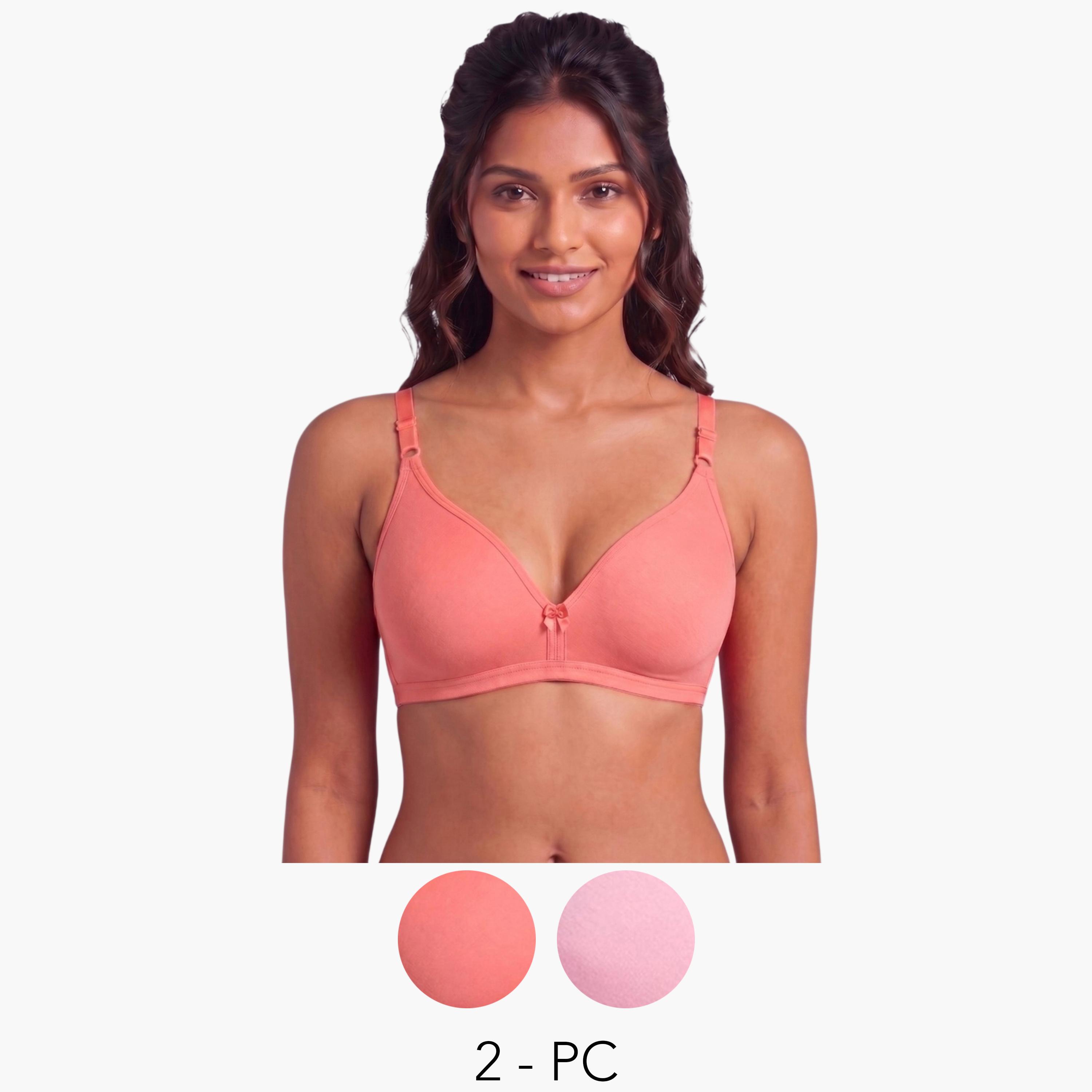 مجموعة من 2 صدرية تيشيرت بمزيج قطن غير مبطنة وبدون أسلاك-women-clothing-lingerie-bras-image-1