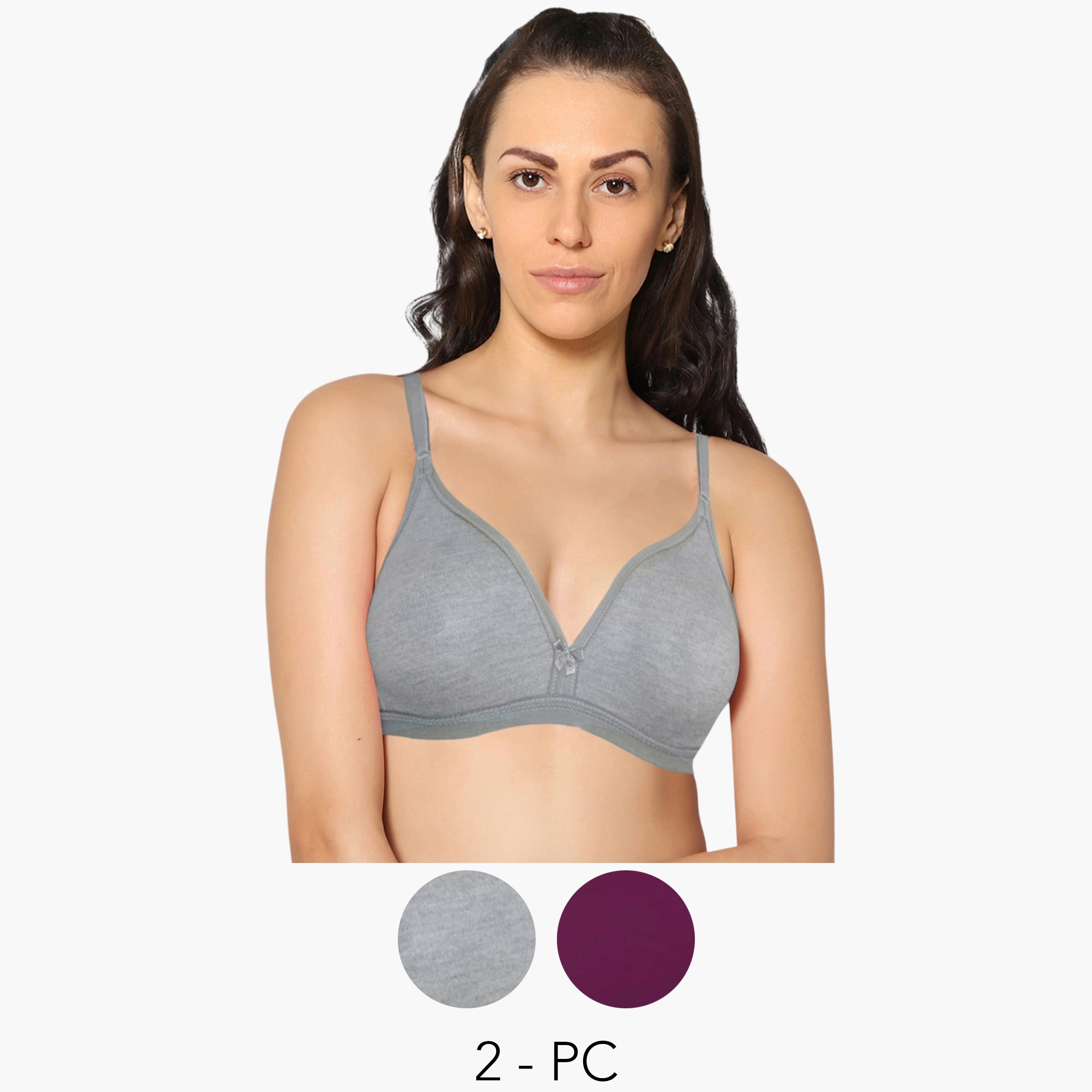 مجموعة من 2 صدرية تيشيرت بمزيج قطن غير مبطنة وبدون أسلاك-women-clothing-lingerie-bras-image-1