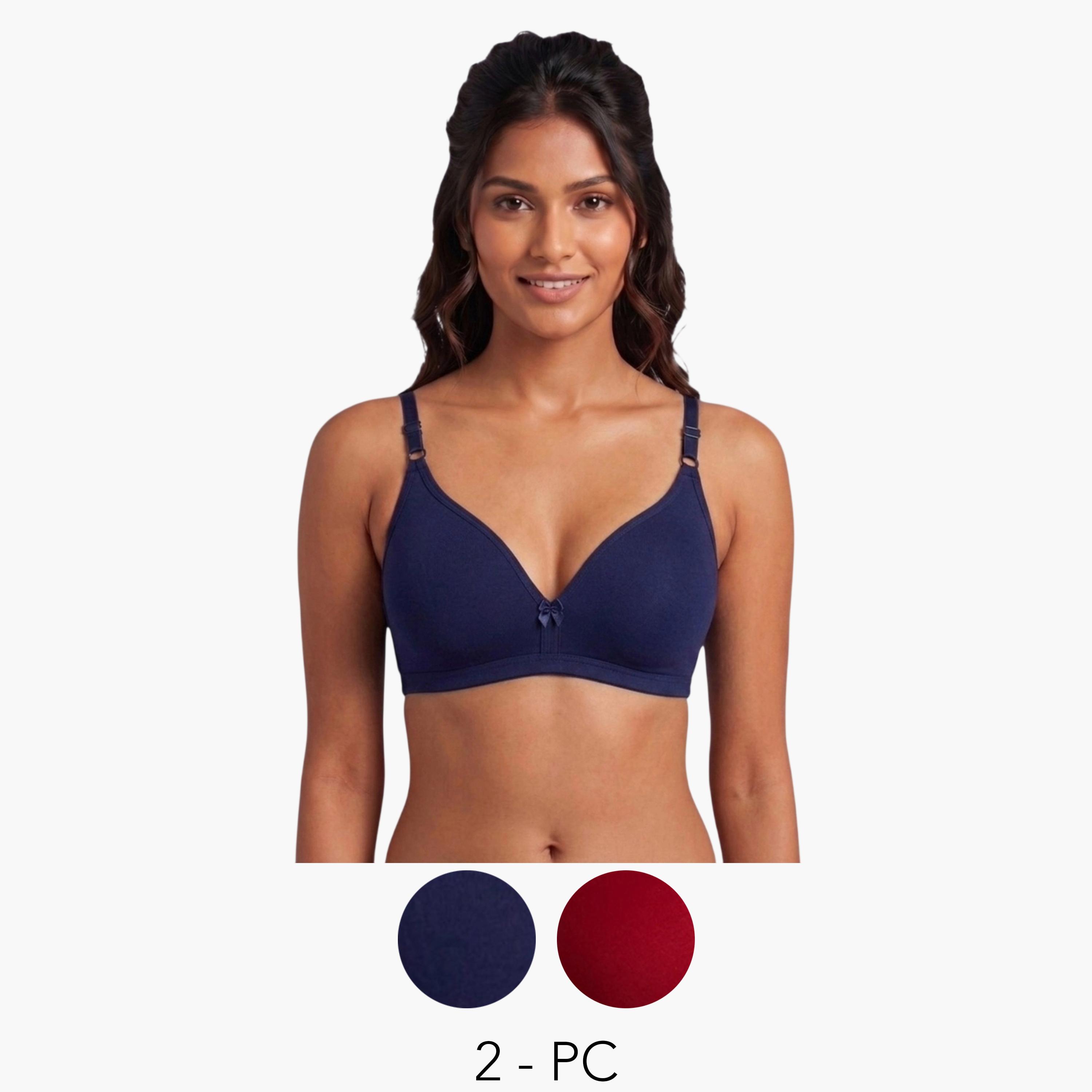 مجموعة من 2 صدرية تيشيرت بمزيج قطن غير مبطنة وبدون أسلاك-women-clothing-lingerie-bras-image-1