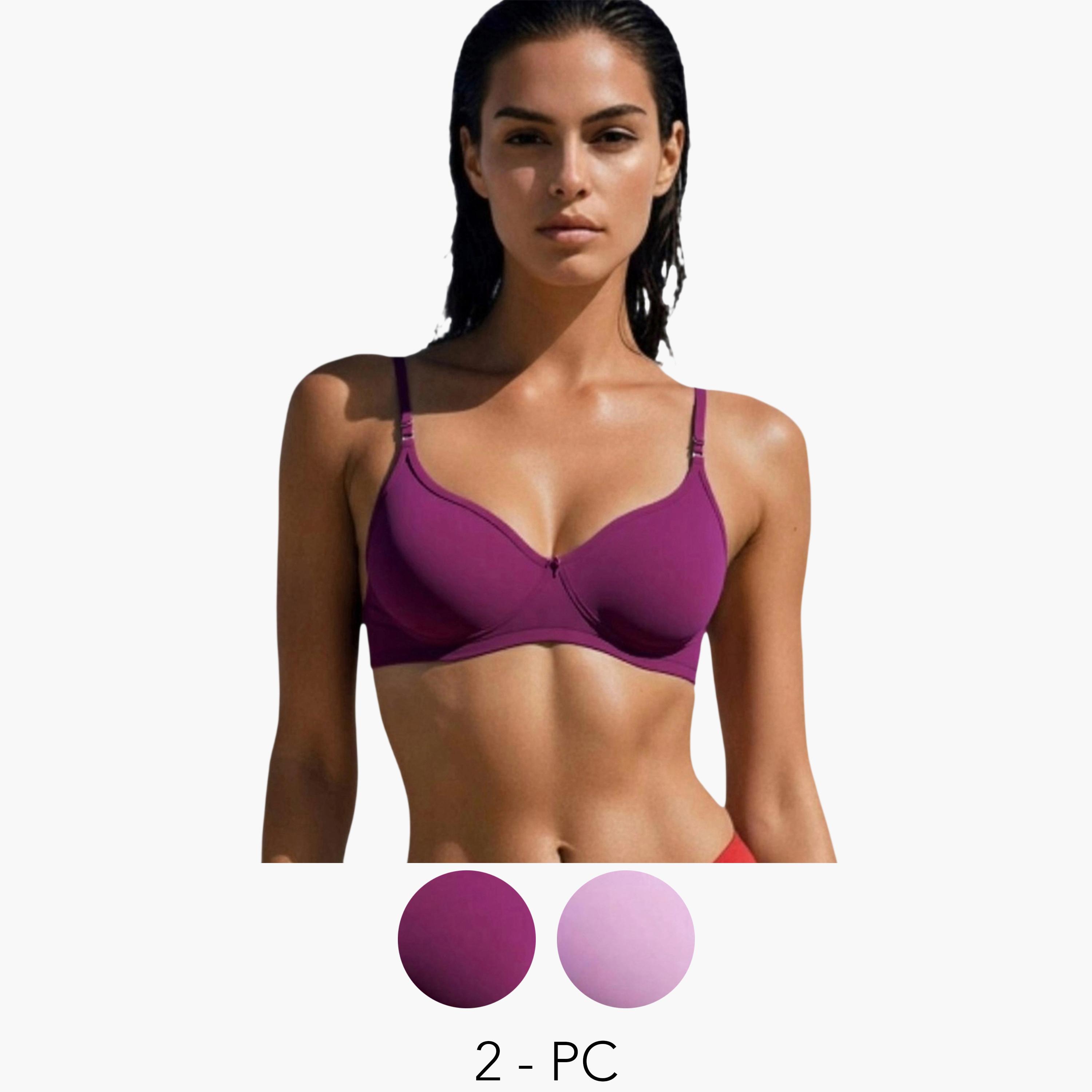 مجموعة من 2 صدرية تيشيرت بمزيج قطن غير مبطنة وبدون أسلاك-women-clothing-lingerie-bras-image-1