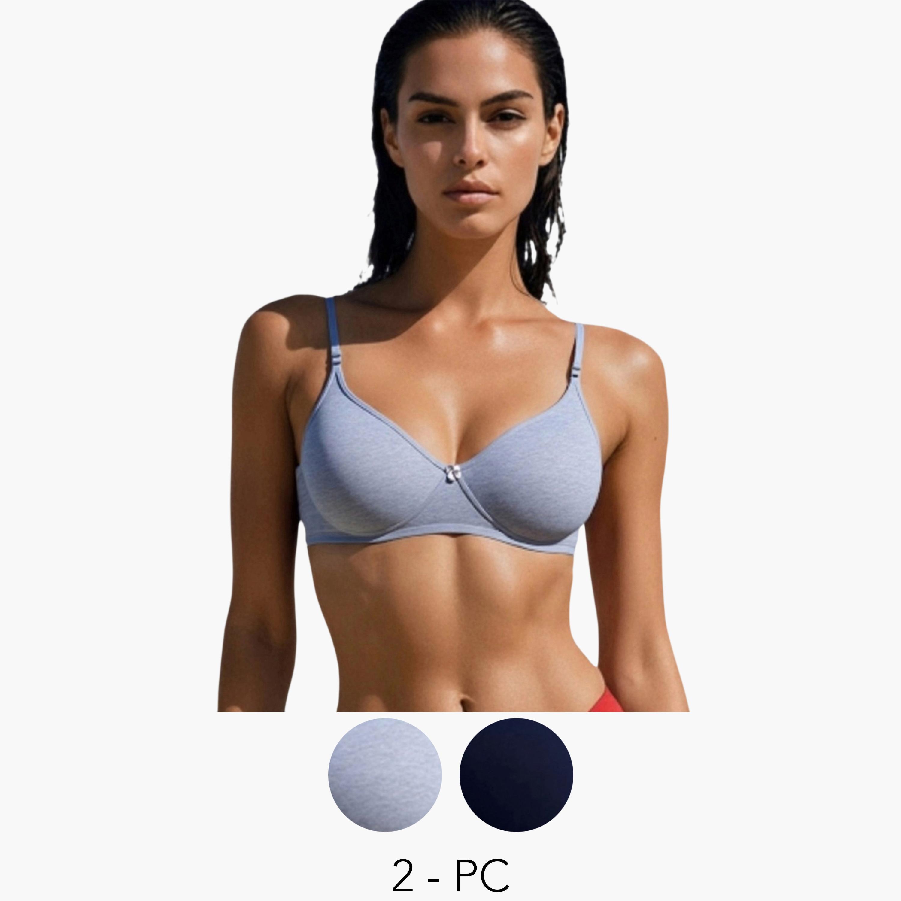 مجموعة من 2 صدرية تيشيرت بمزيج قطن غير مبطنة وبدون أسلاك-women-clothing-lingerie-bras-image-1