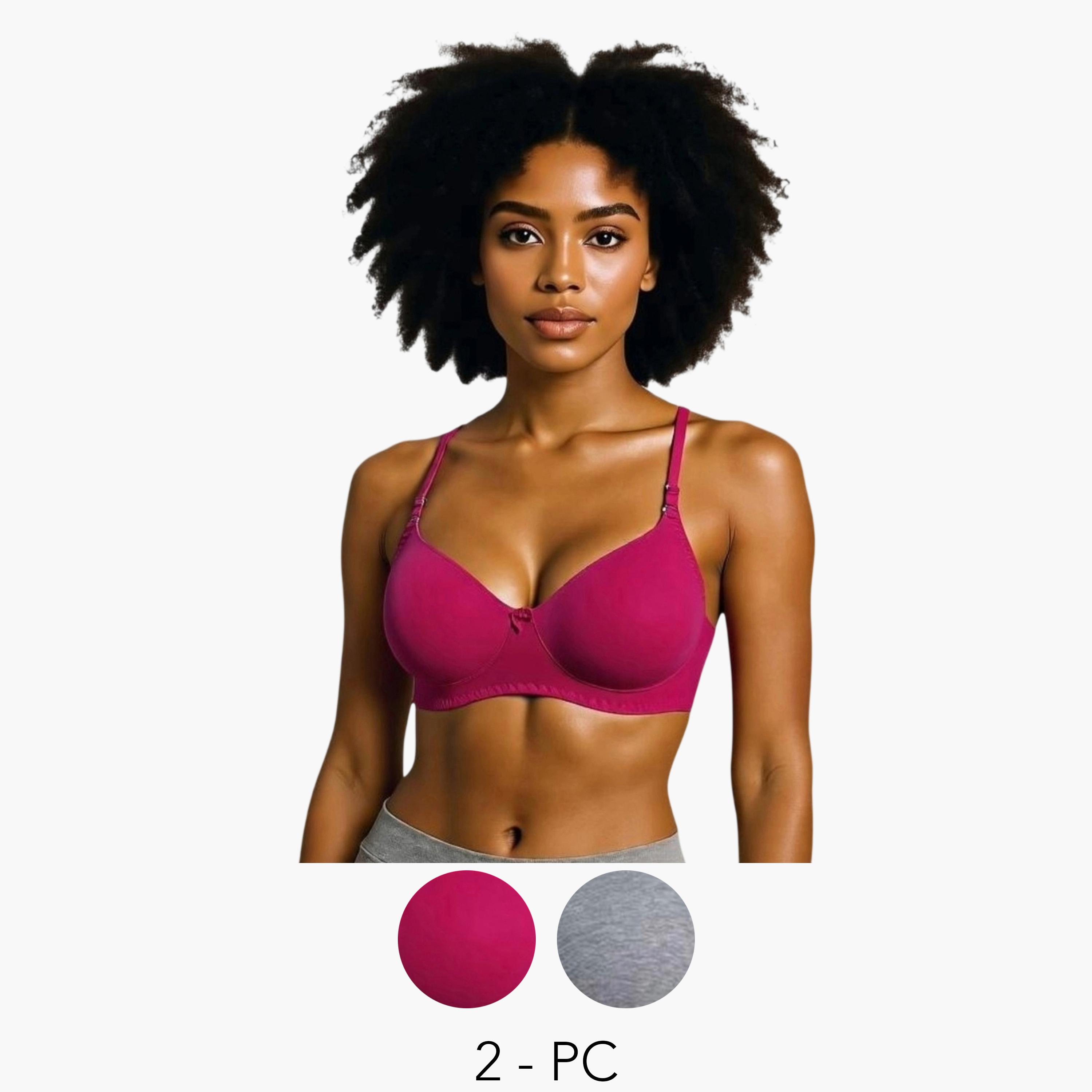 مجموعة من 2 صدرية تيشيرت بمزيج قطن غير مبطنة وبدون أسلاك-women-clothing-lingerie-bras-image-1