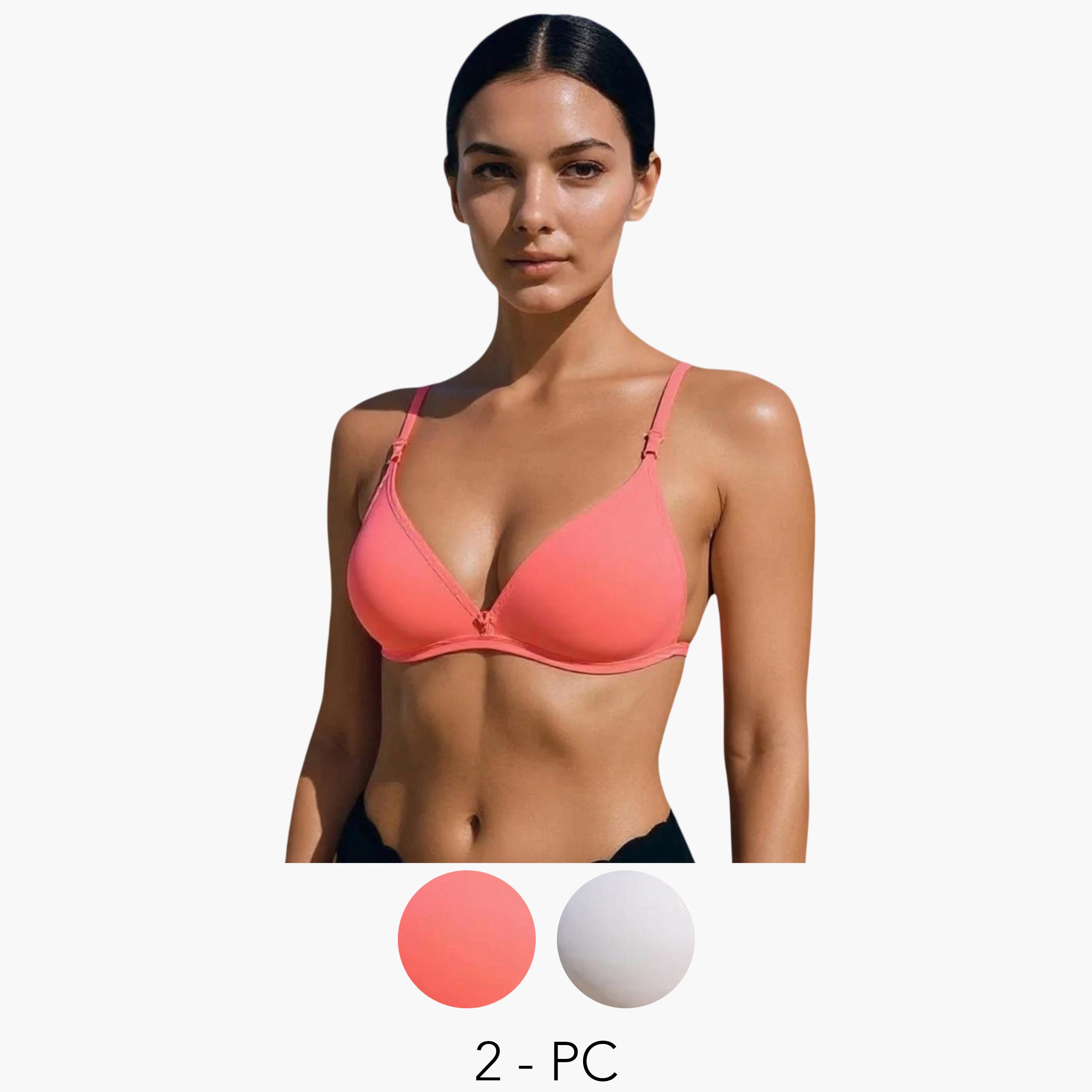 مجموعة من 2 صدرية تيشيرت بمزيج قطن غير مبطنة وبدون أسلاك-women-clothing-lingerie-bras-image-1