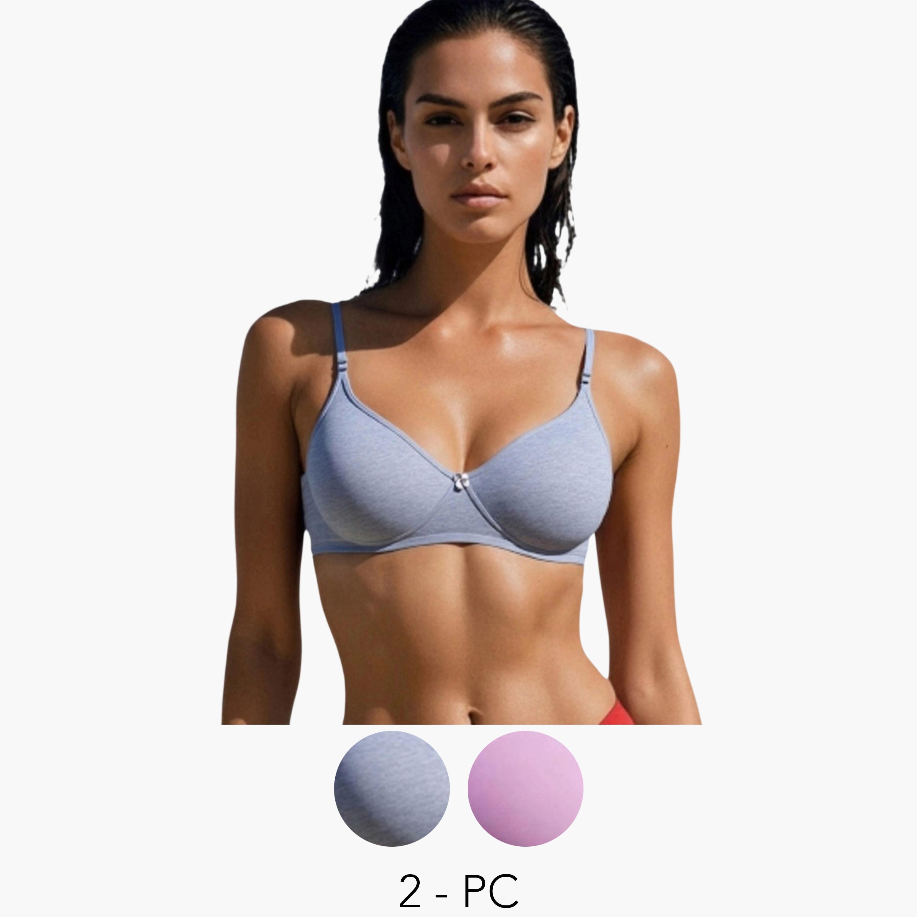 مجموعة من 2 صدرية تيشيرت بمزيج قطن غير مبطنة وبدون أسلاك-women-clothing-lingerie-bras-image-1
