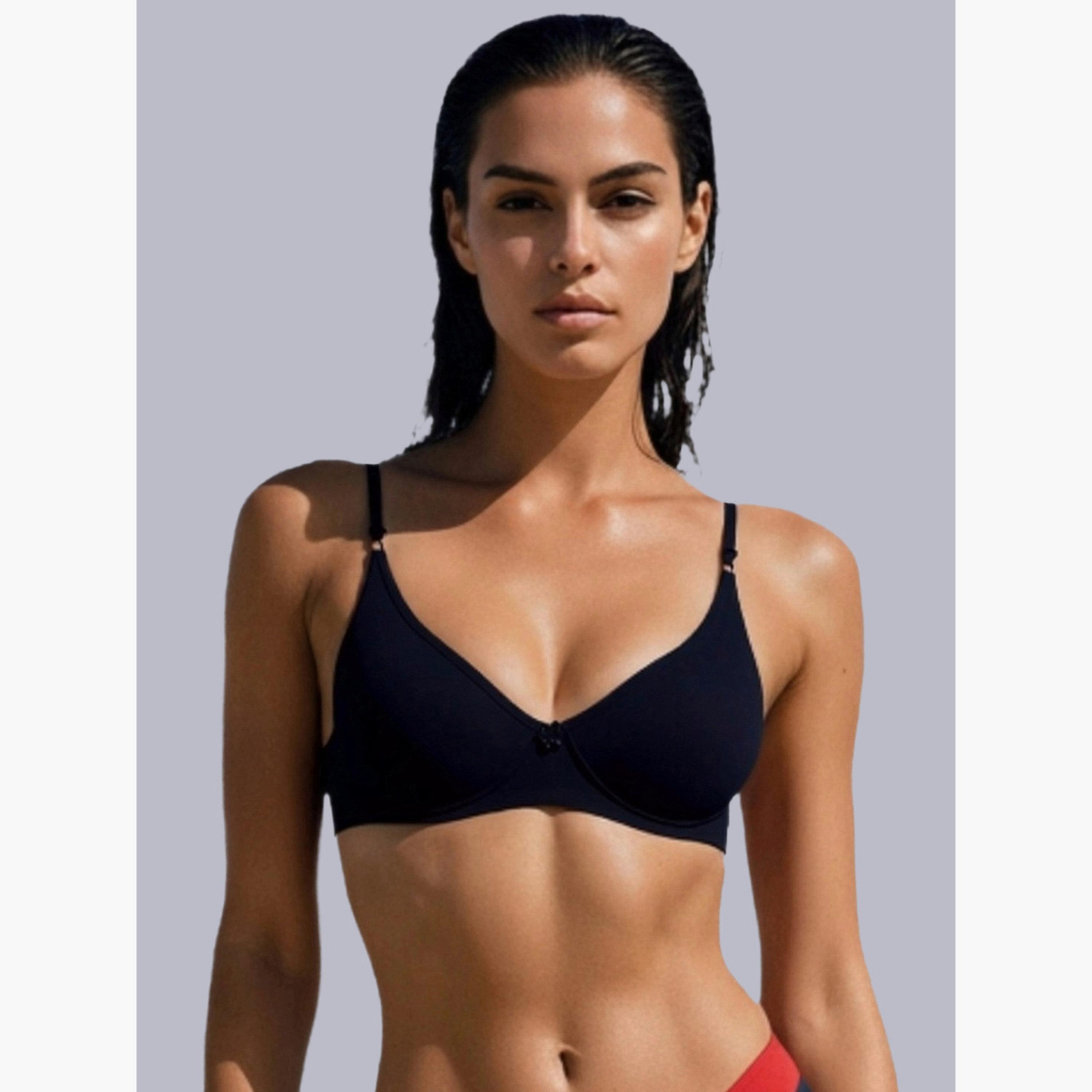 Eden X Styli Black Non-Padded Non Wired Cotton Blend T-Shirt Bra-women-clothing-lingerie-bras-image-1
