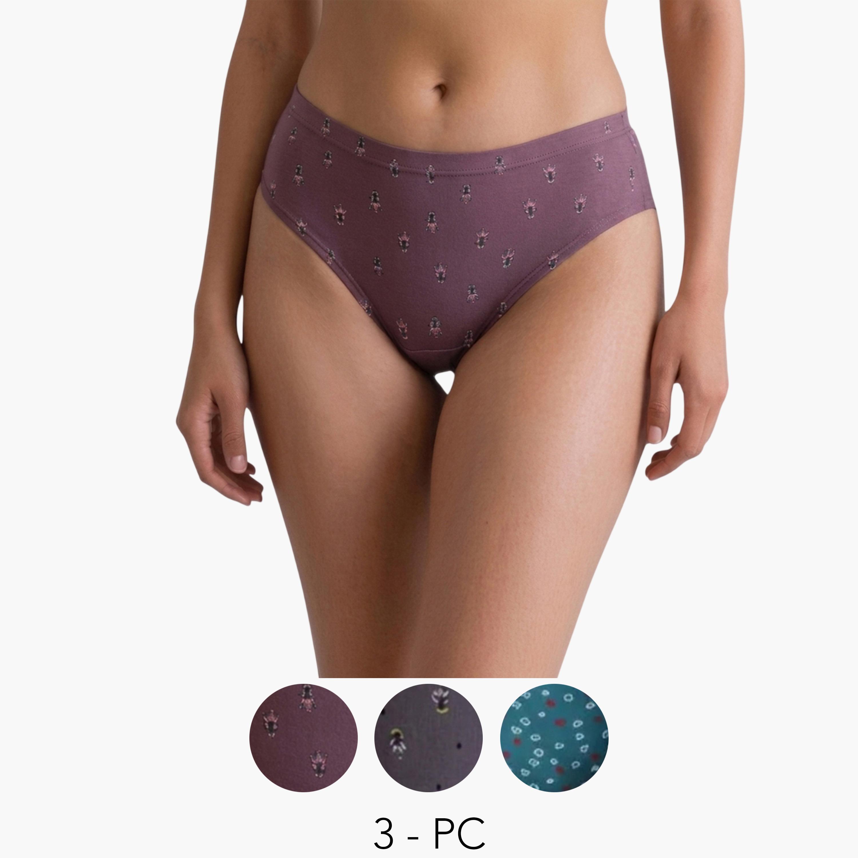 مجموعة من 3 سراويل داخلية قطن بطبعات صغيرة-women-clothing-lingerie-panties-image-1