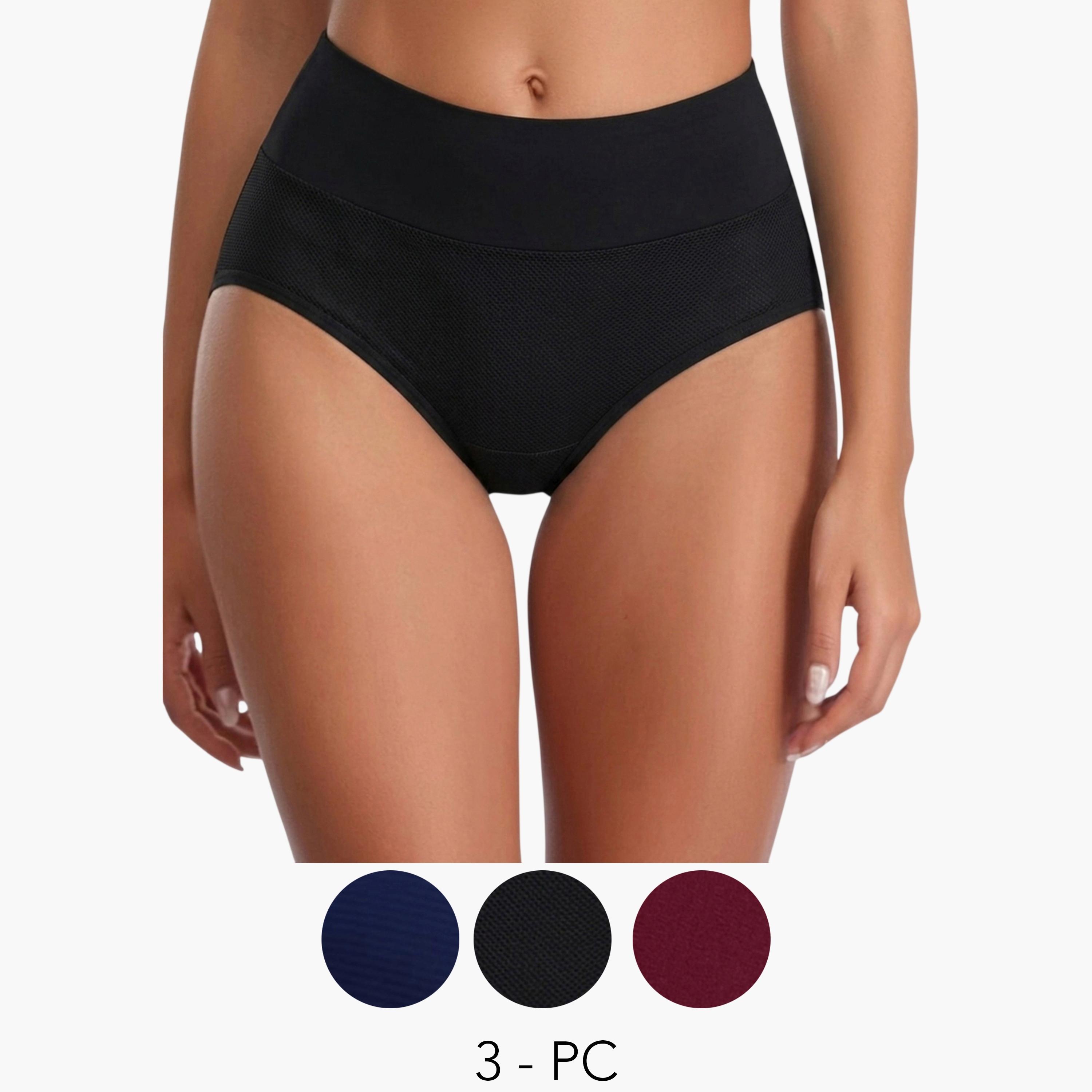 Eden X Styli Pack of 3 - Cotton Full Coverage Tummy Tucker Briefs-women-clothing-lingerie-panties-image-1