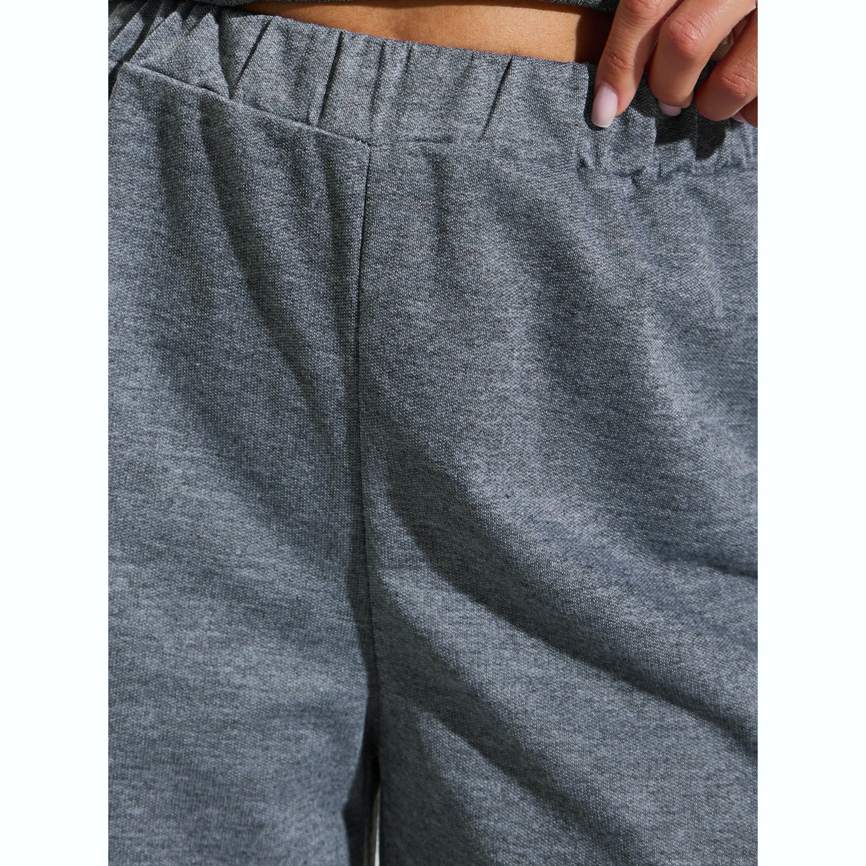 Styli Charcoal Elasticated Waist Knitted Joggers-women-clothing-bottoms-joggers-image-3